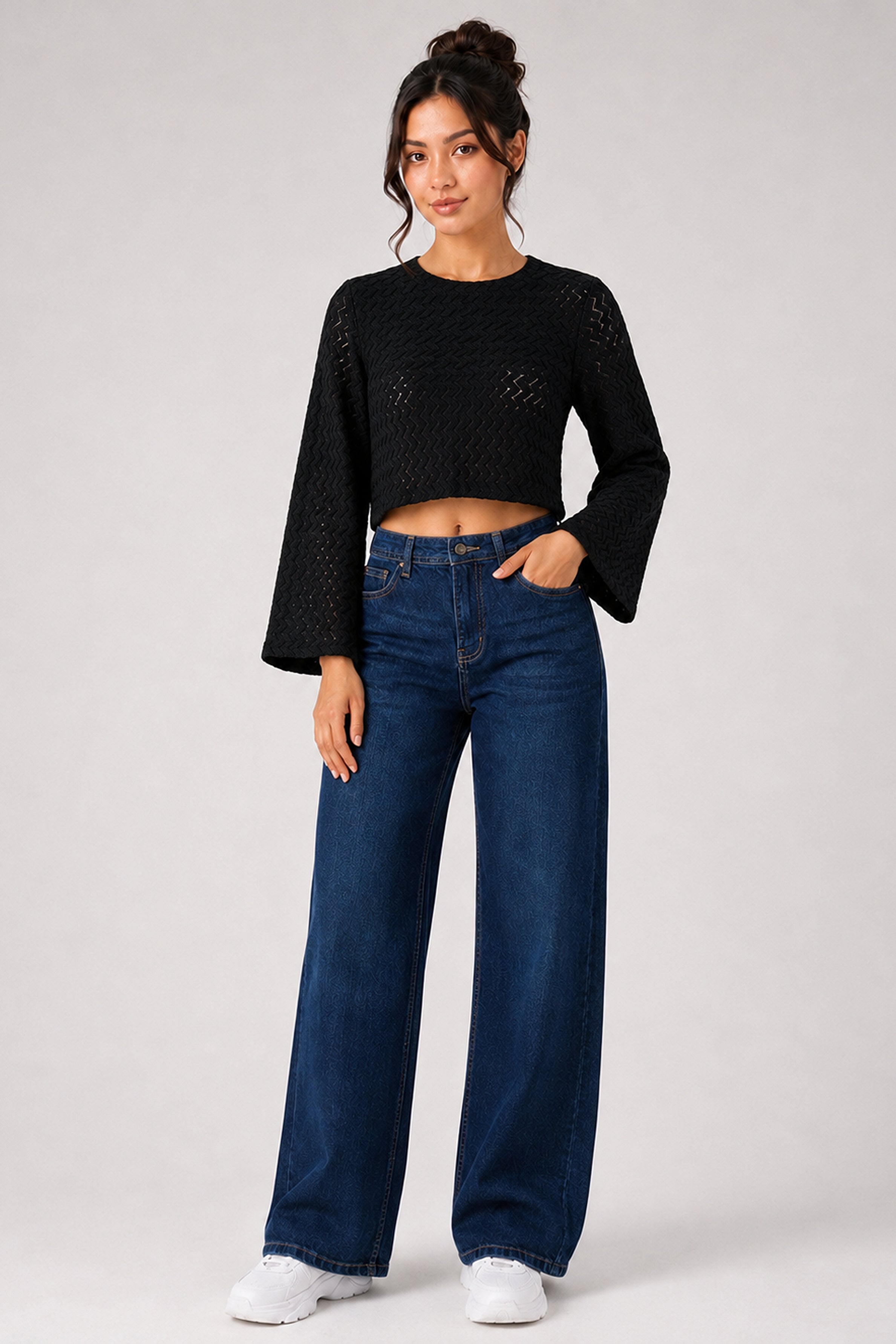 BASIC DROP MODANO Women's Casual Top - Jet Black