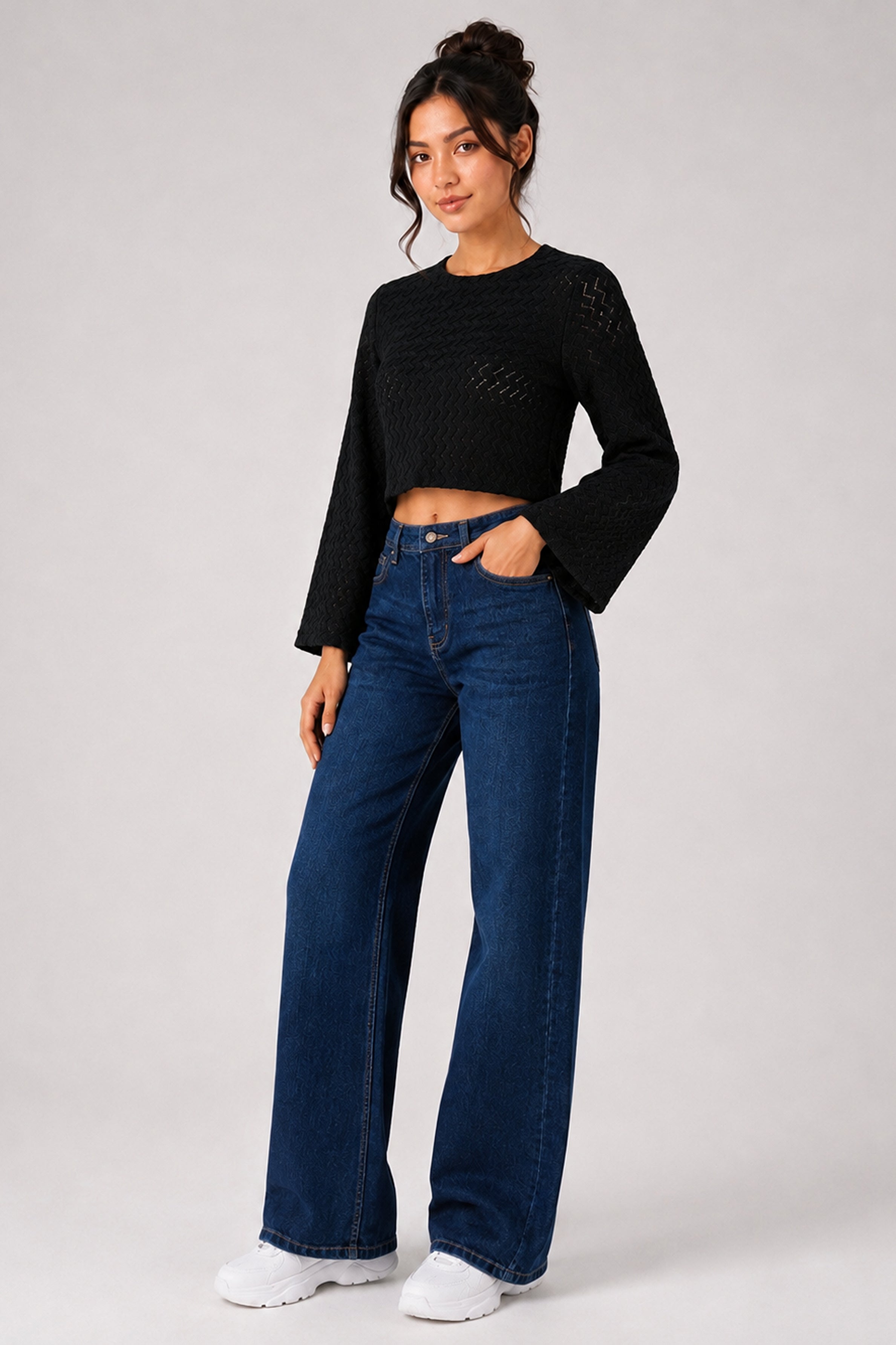 BASIC DROP MODANO Women's Casual Top - Jet Black