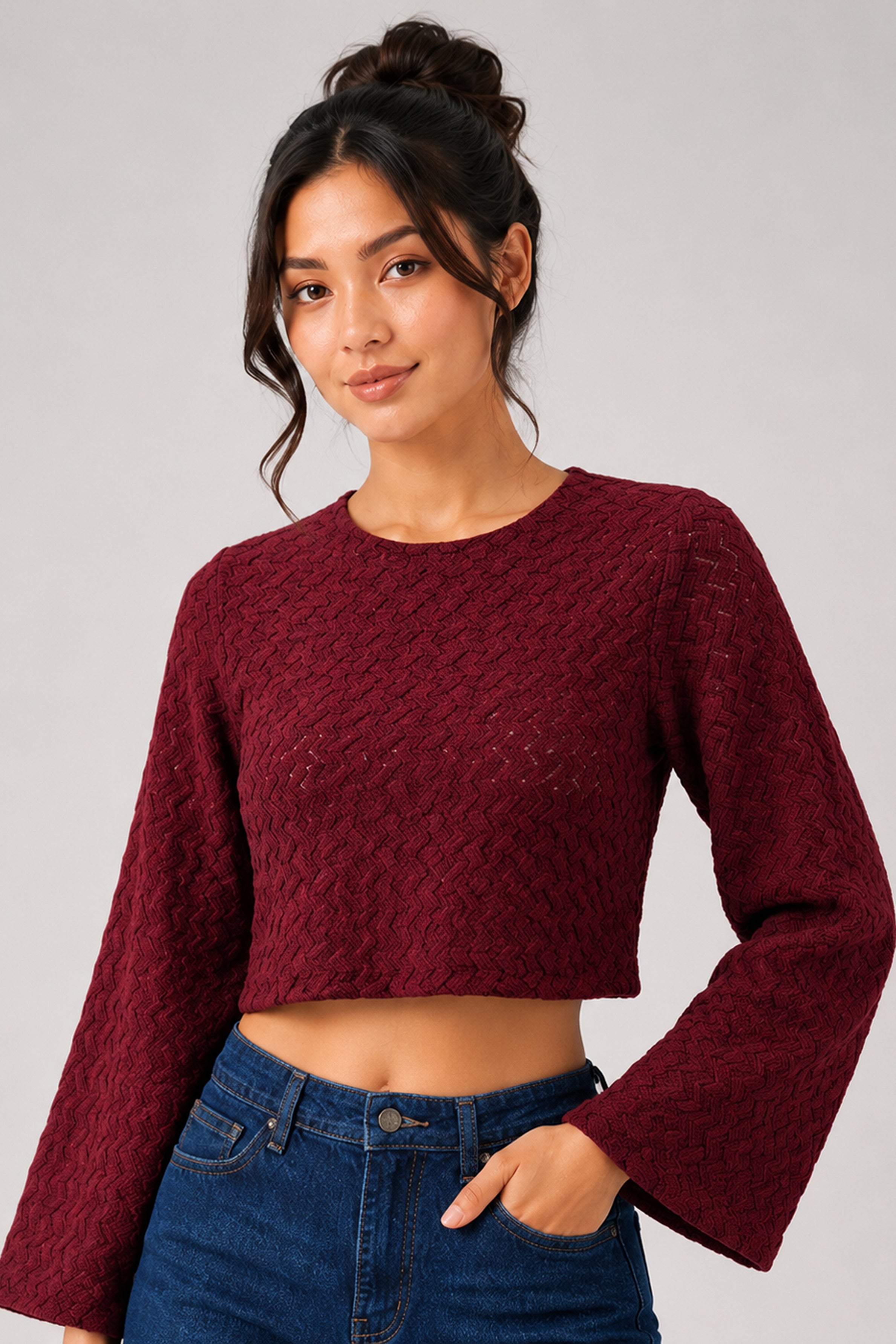 BASIC DROP MODANO Women's Casual Top - Maroon