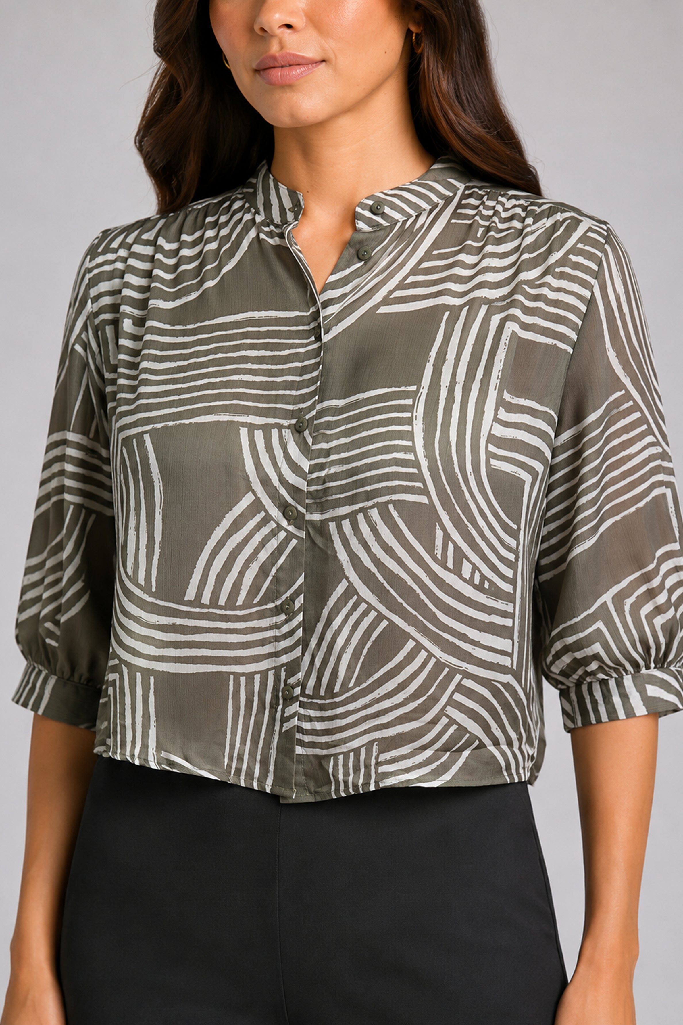 Envogue Formal Blouse - Olive Green