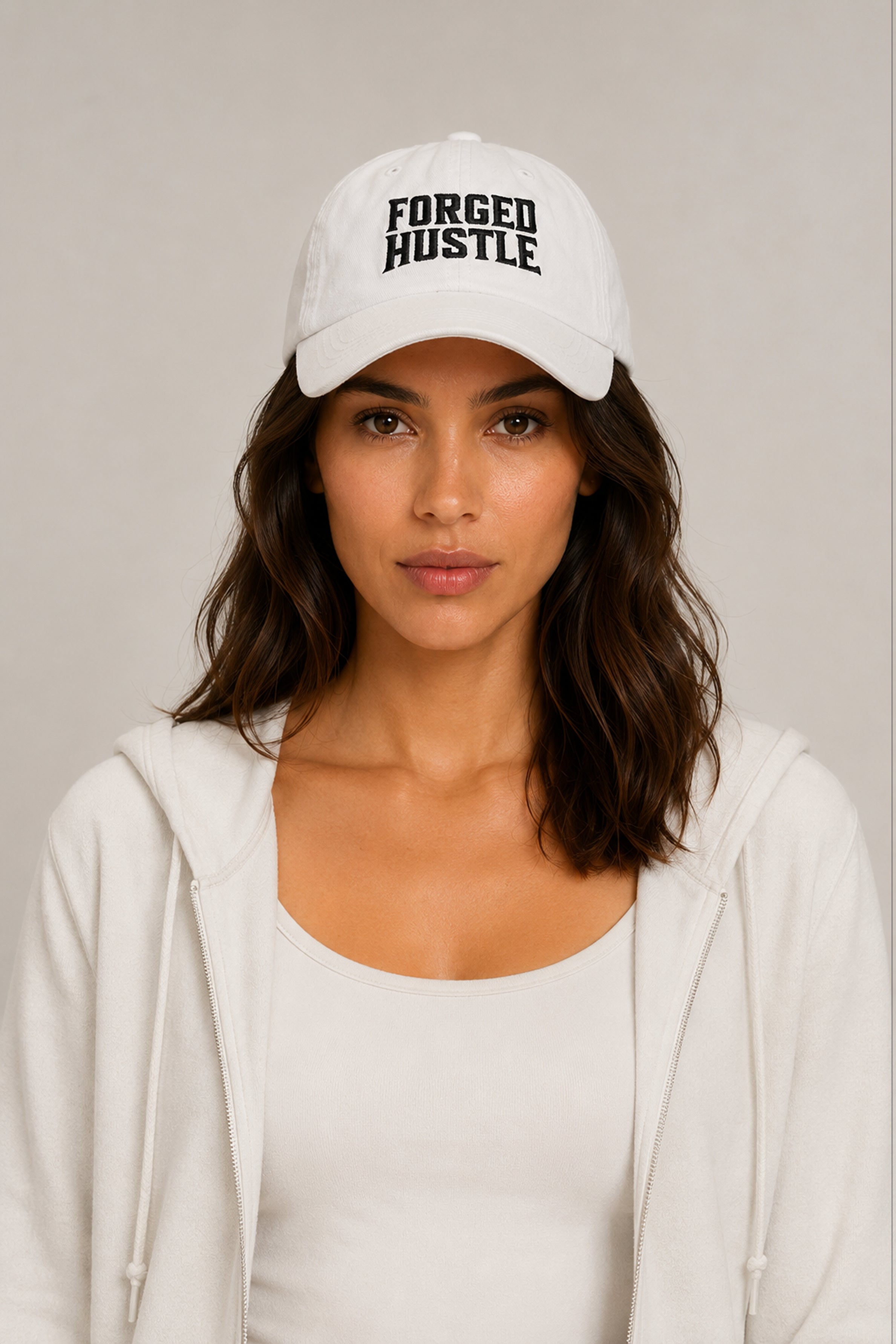 HUSTLE Unisex White Cap