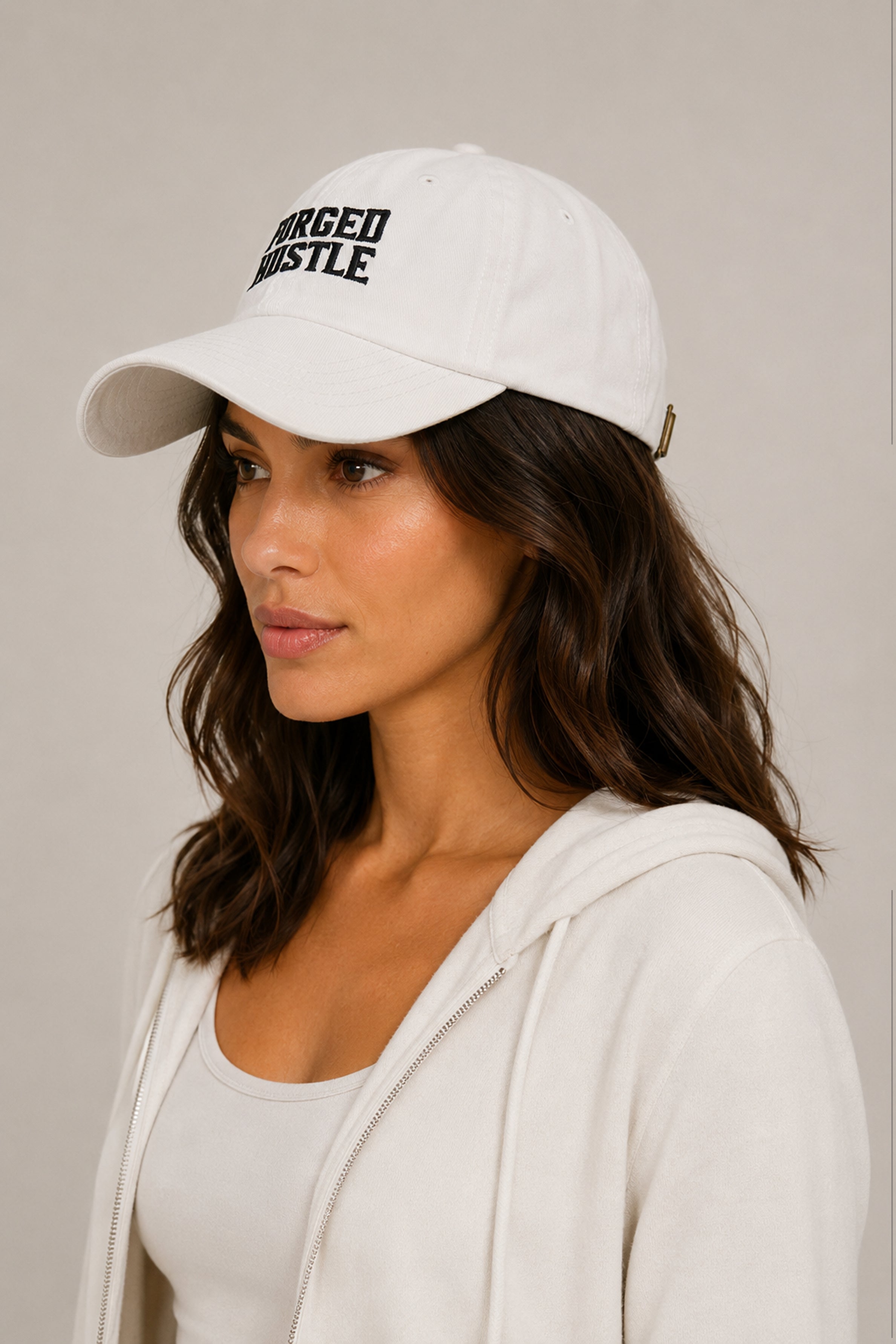 HUSTLE Unisex White Cap