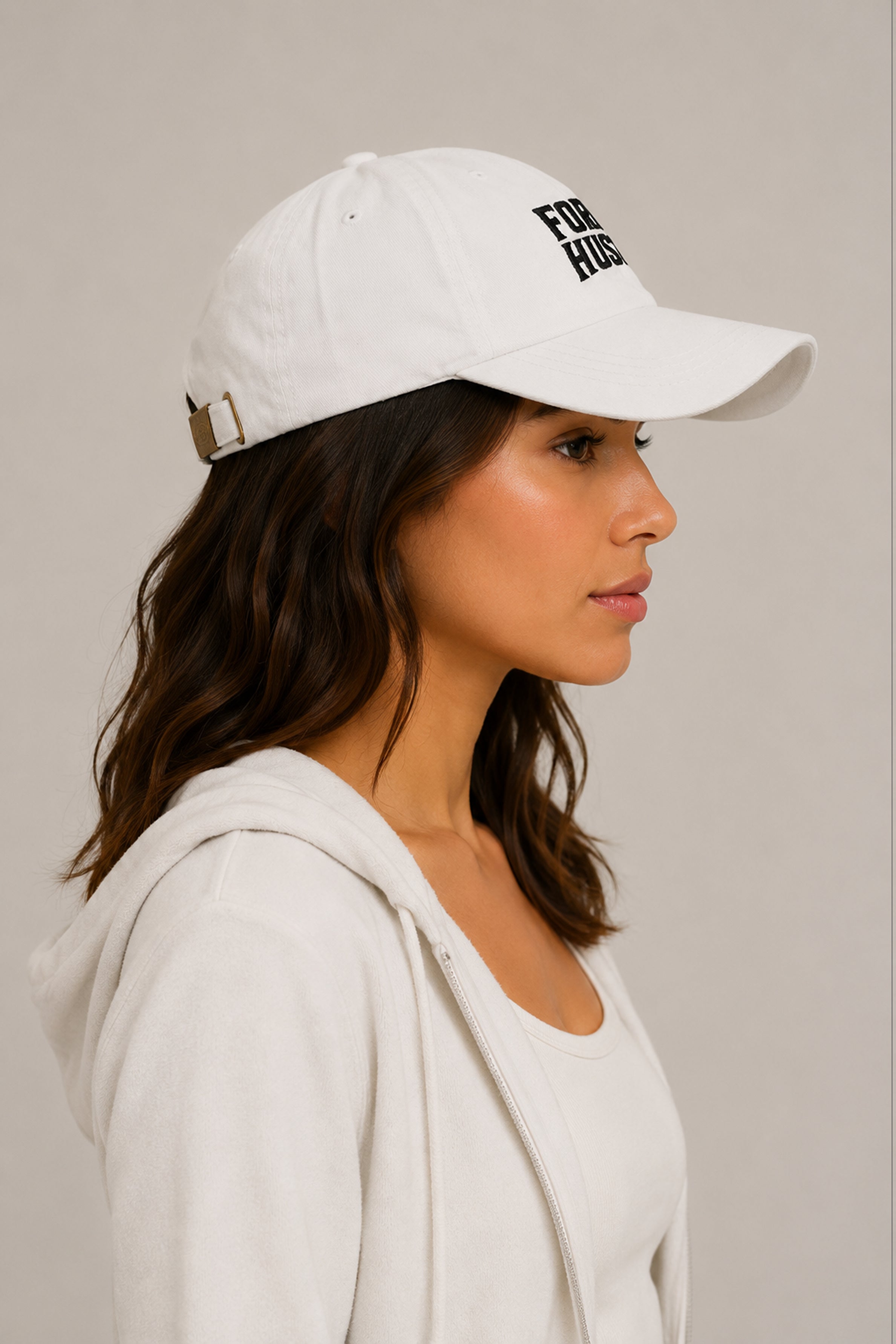HUSTLE Unisex White Cap