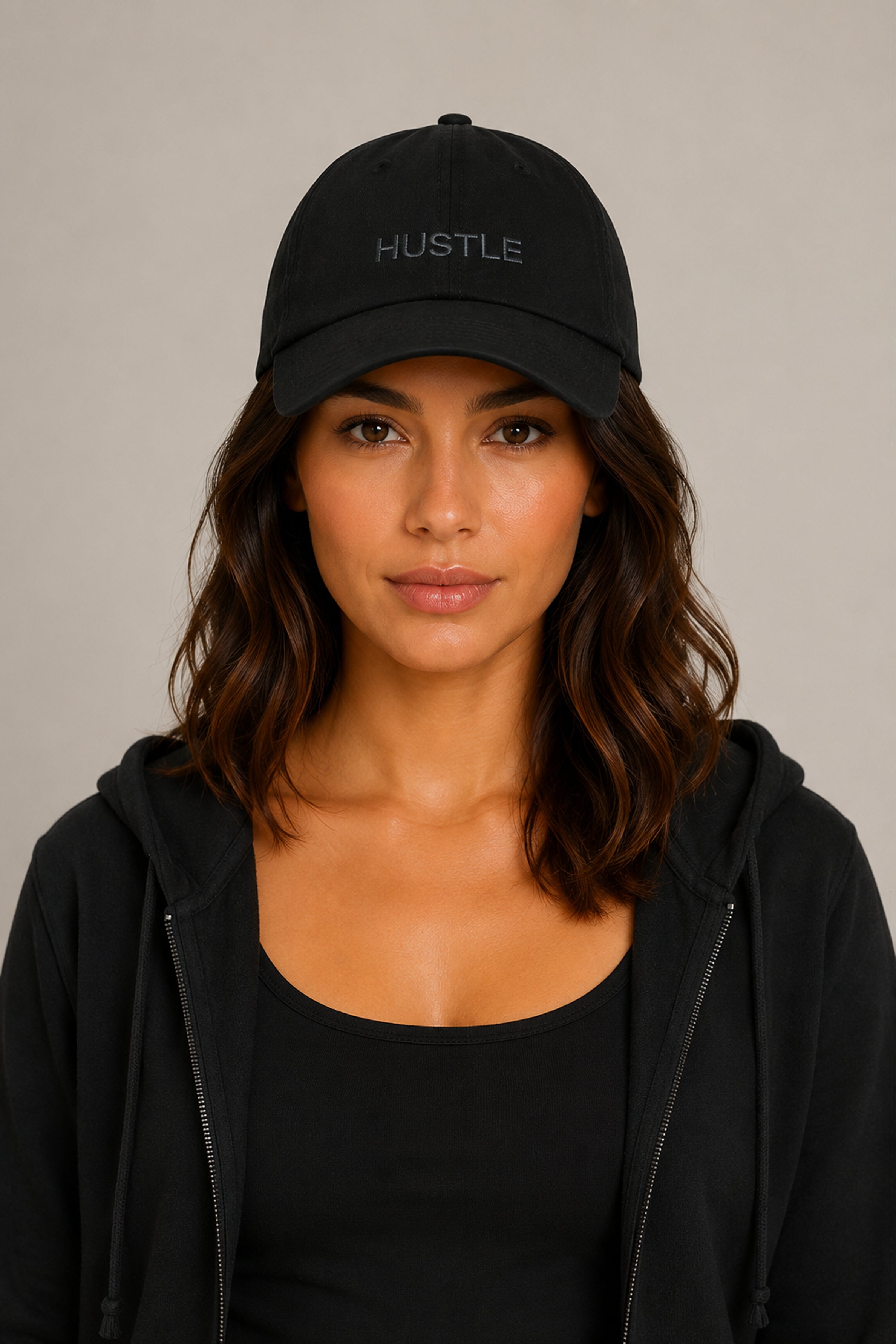 HUSTLE Unisex Black Cap