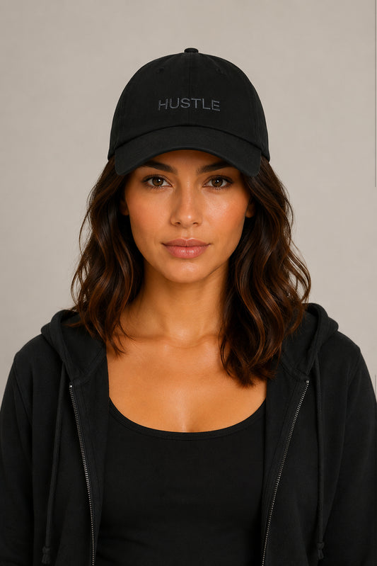 HUSTLE Unisex Black Cap
