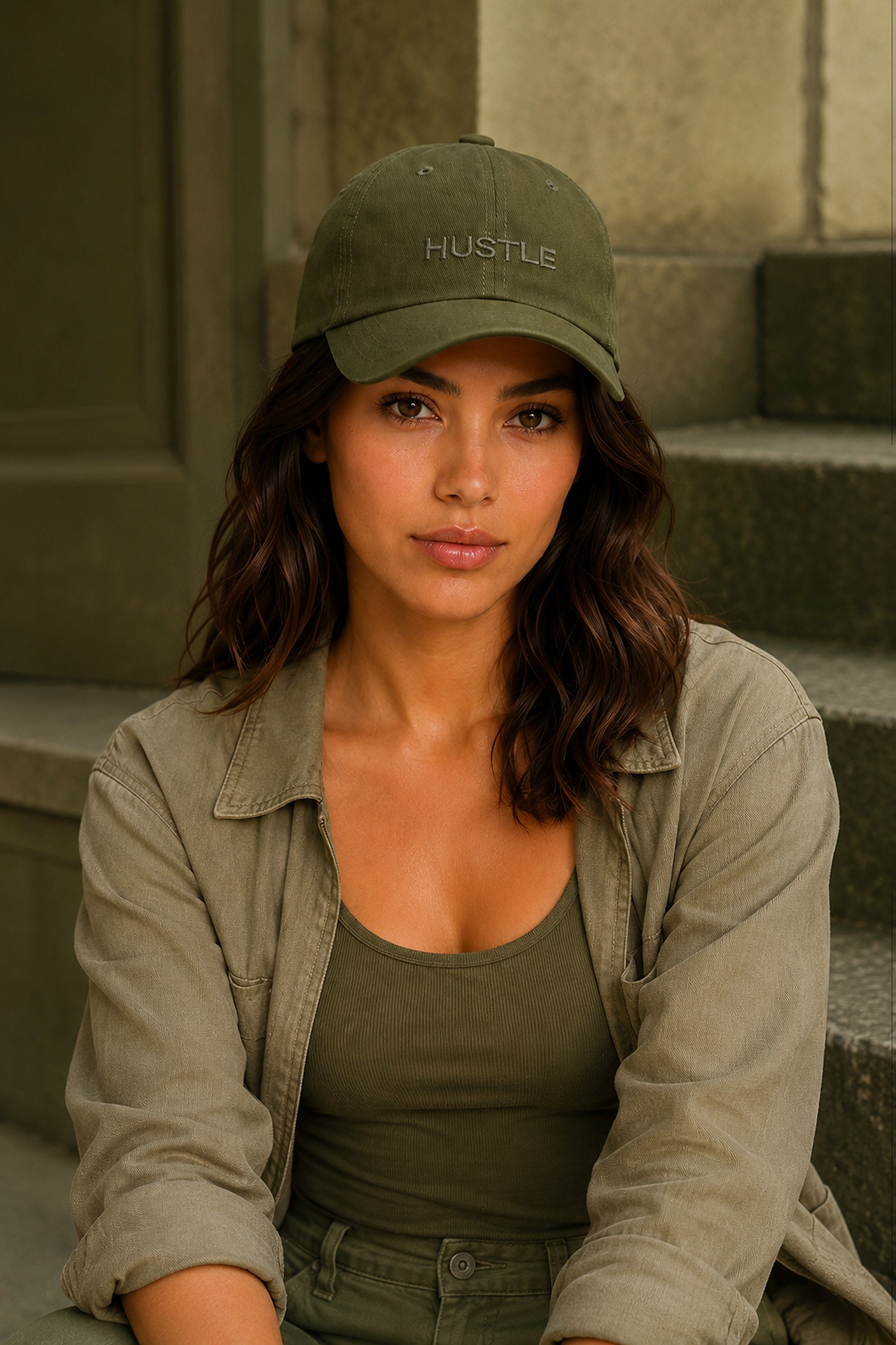 HUSTLE Unisex Green Cap