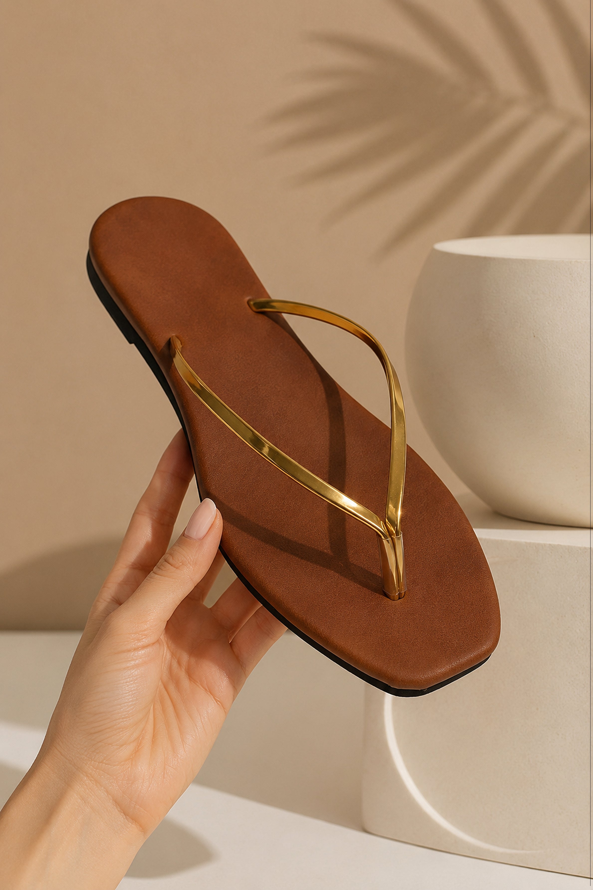 Women's Plain Sandals - Gold