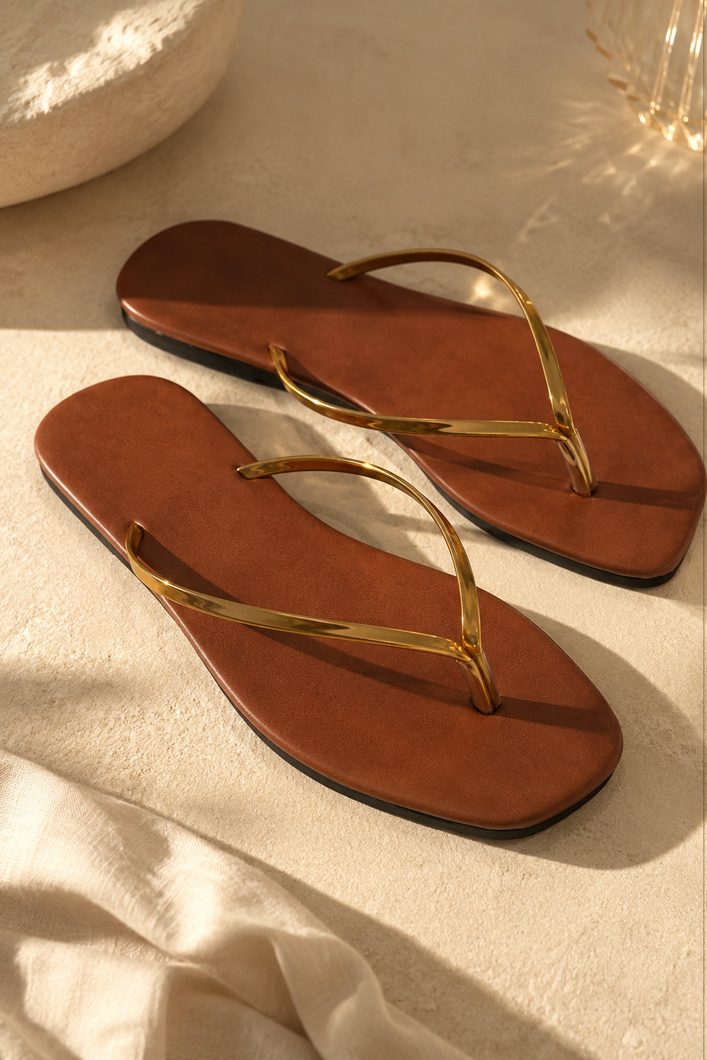 Women's Plain Sandals - Gold