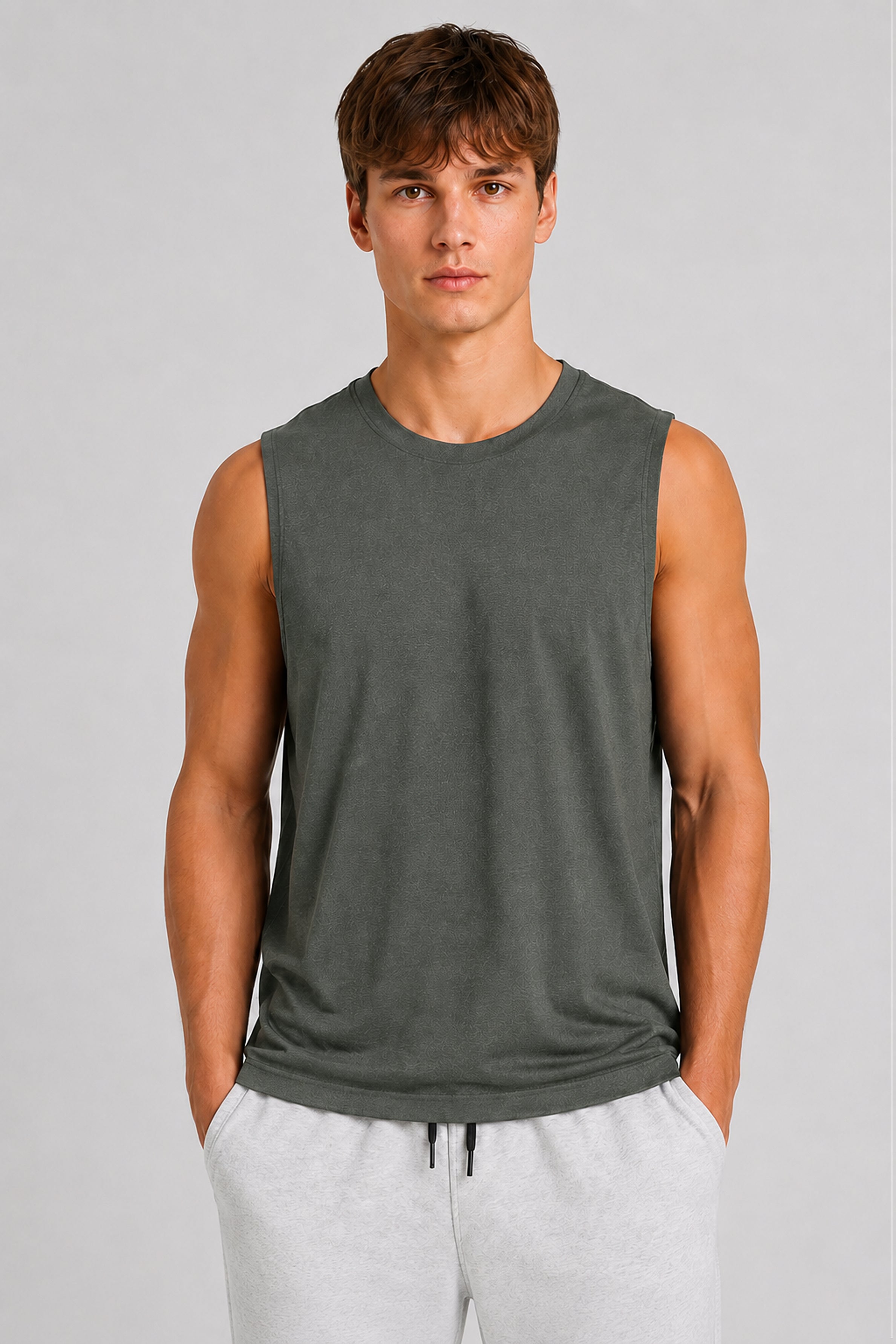 STRIDE Men’s Skinny-Fit Sports Top - Dark Green