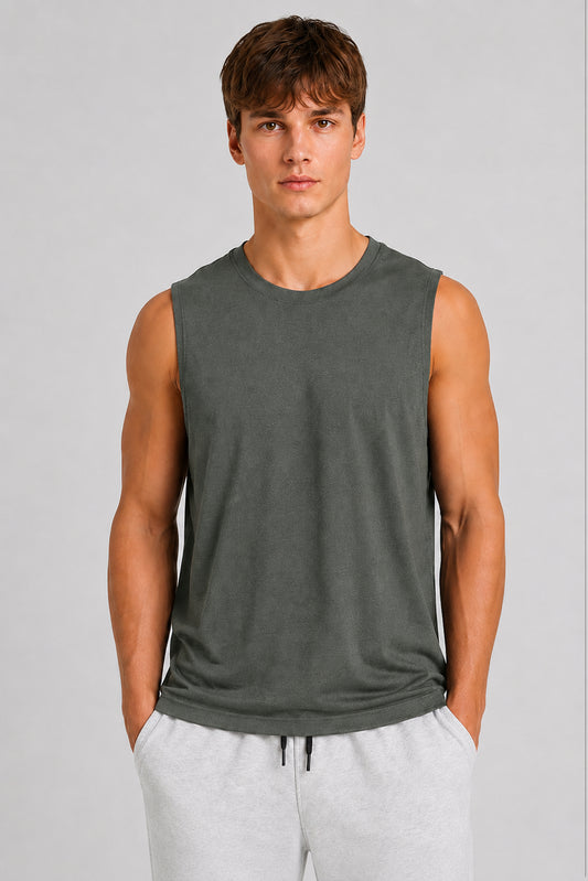 STRIDE Men’s Skinny-Fit Sports Top - Dark Green