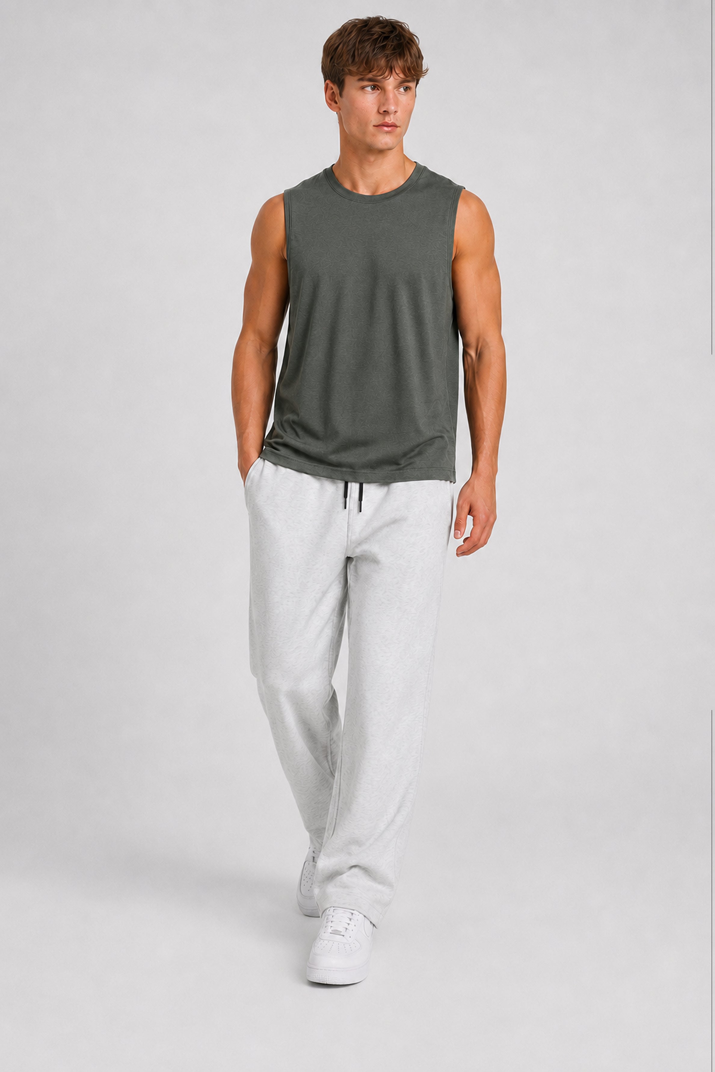 STRIDE Men’s Skinny-Fit Sports Top - Dark Green