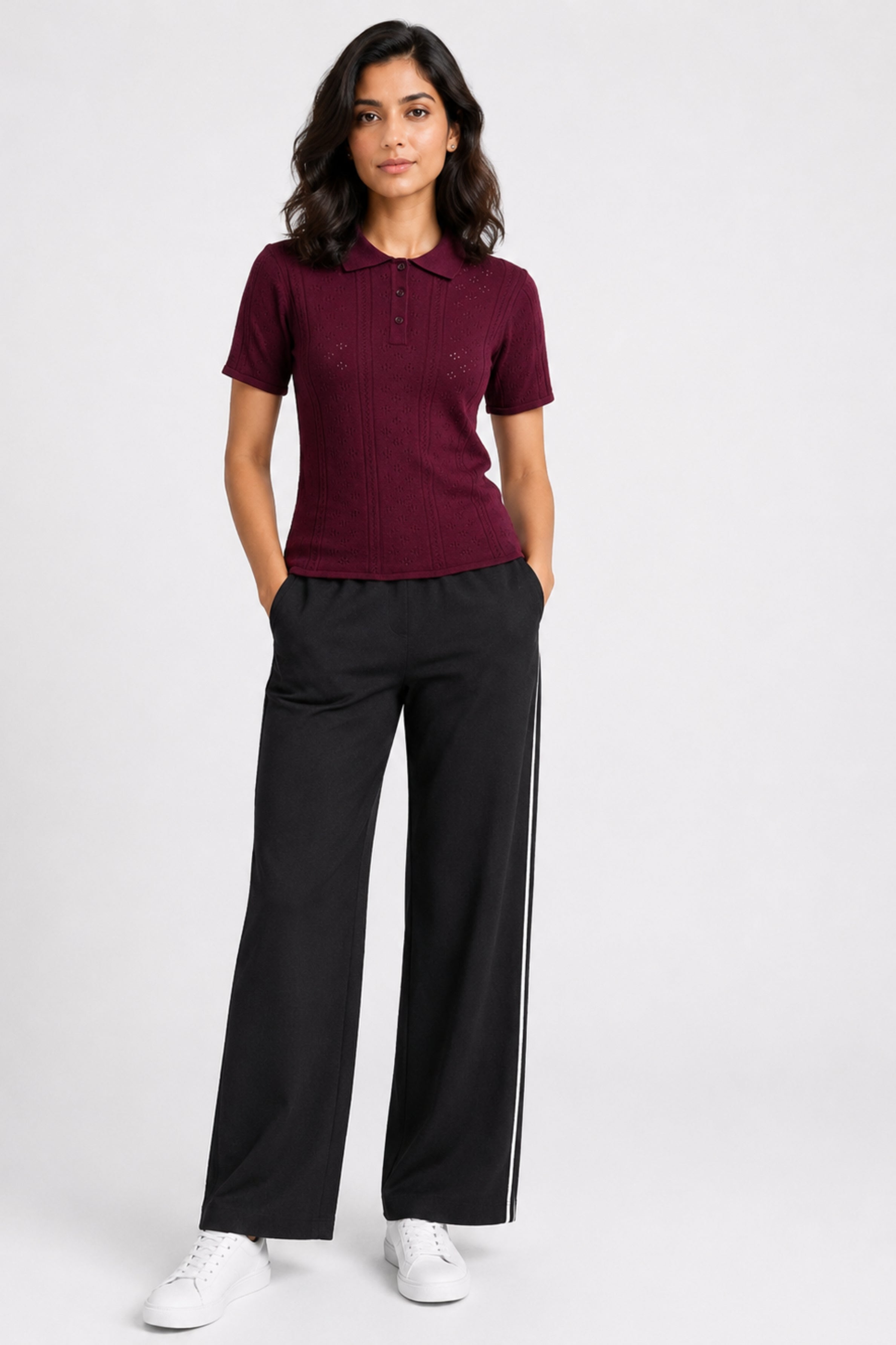MODANO Women's Short Sleeve Polo Tees - Wine
