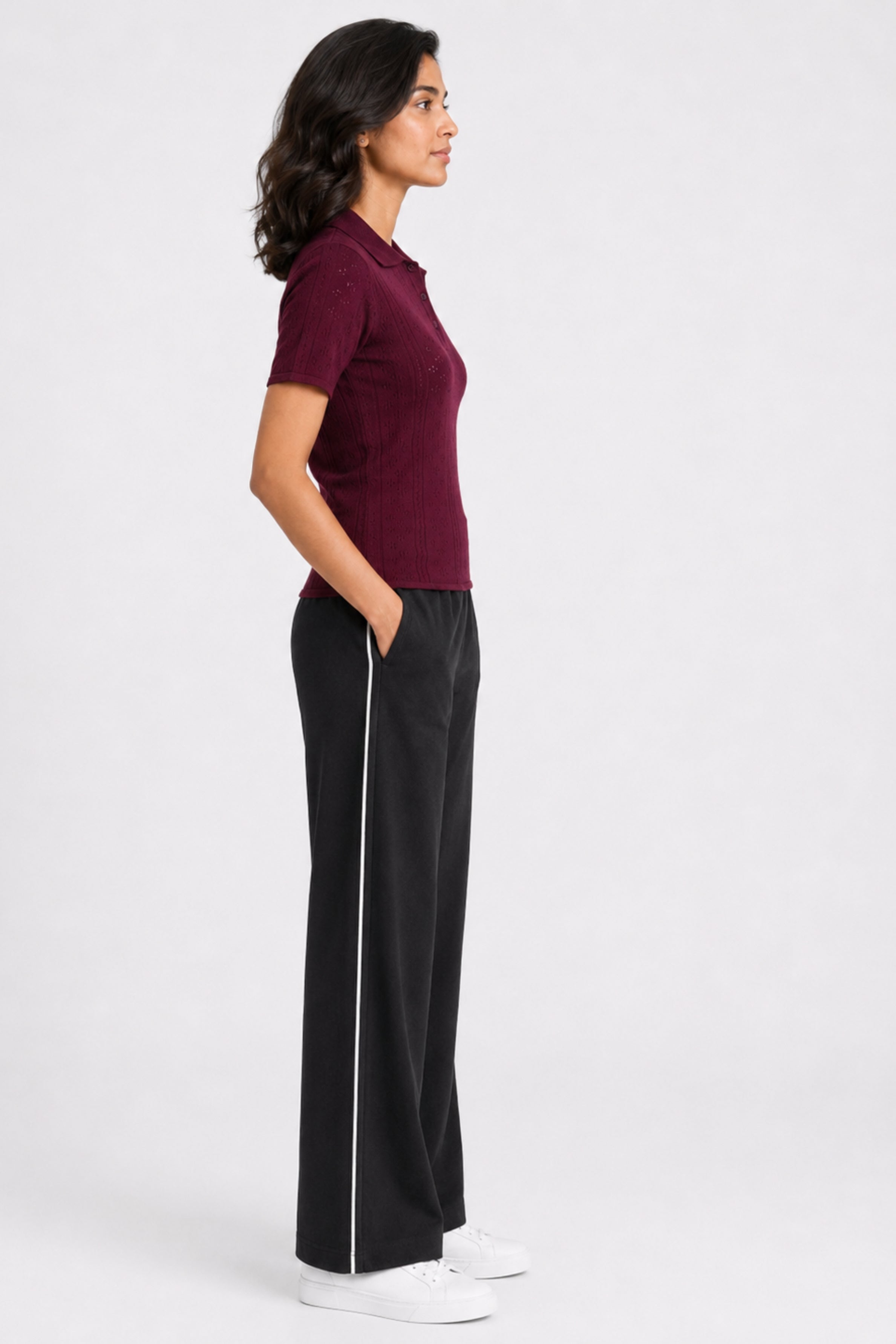 MODANO Women's Short Sleeve Polo Tees - Wine