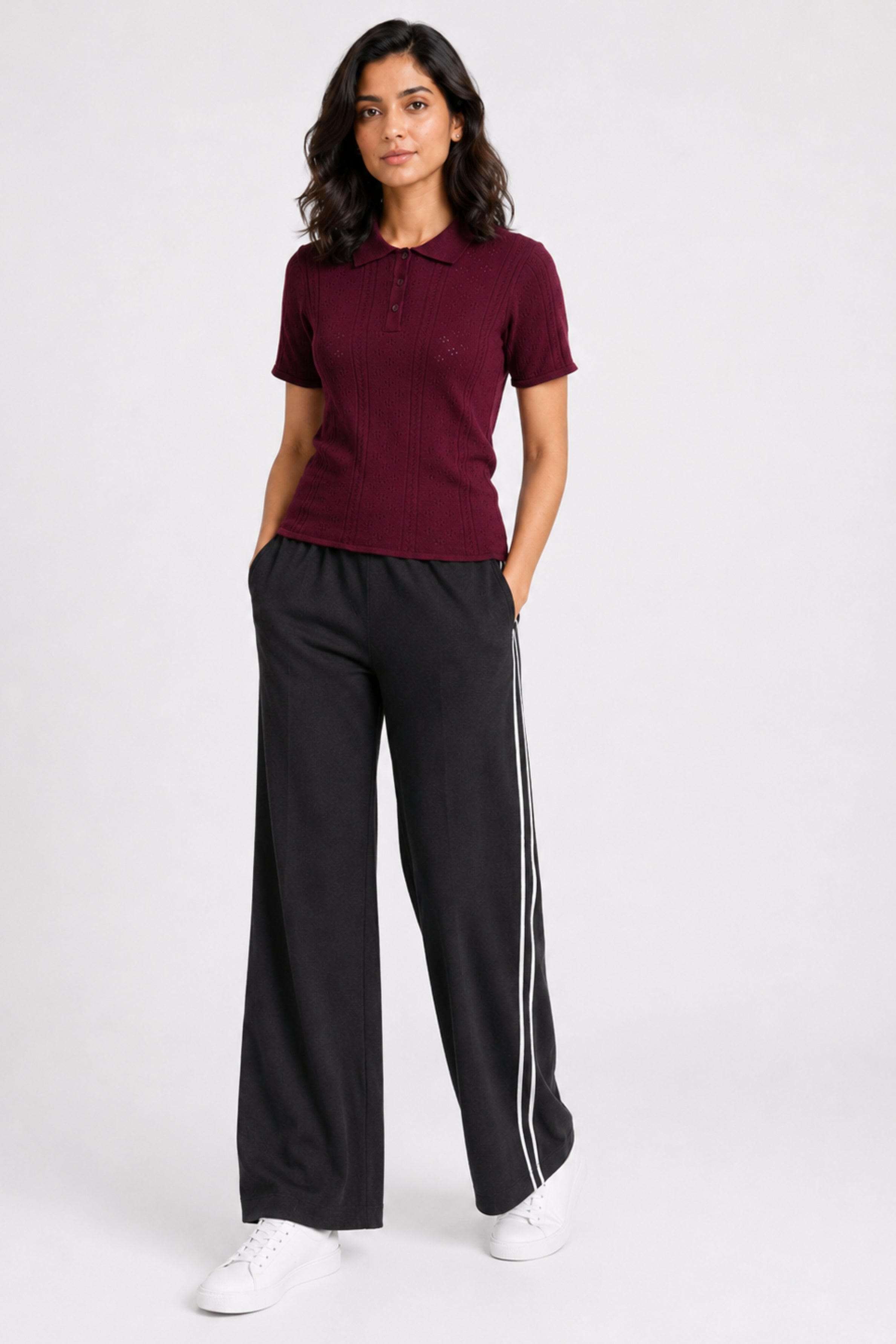 MODANO Women's Short Sleeve Polo Tees - Wine