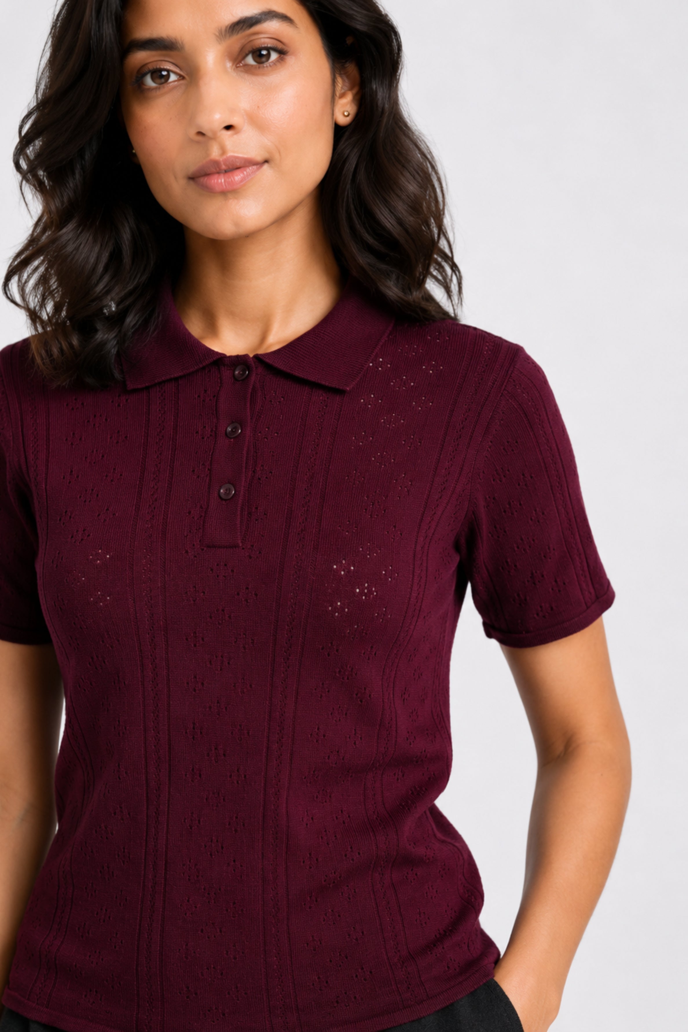 MODANO Women's Short Sleeve Polo Tees - Wine