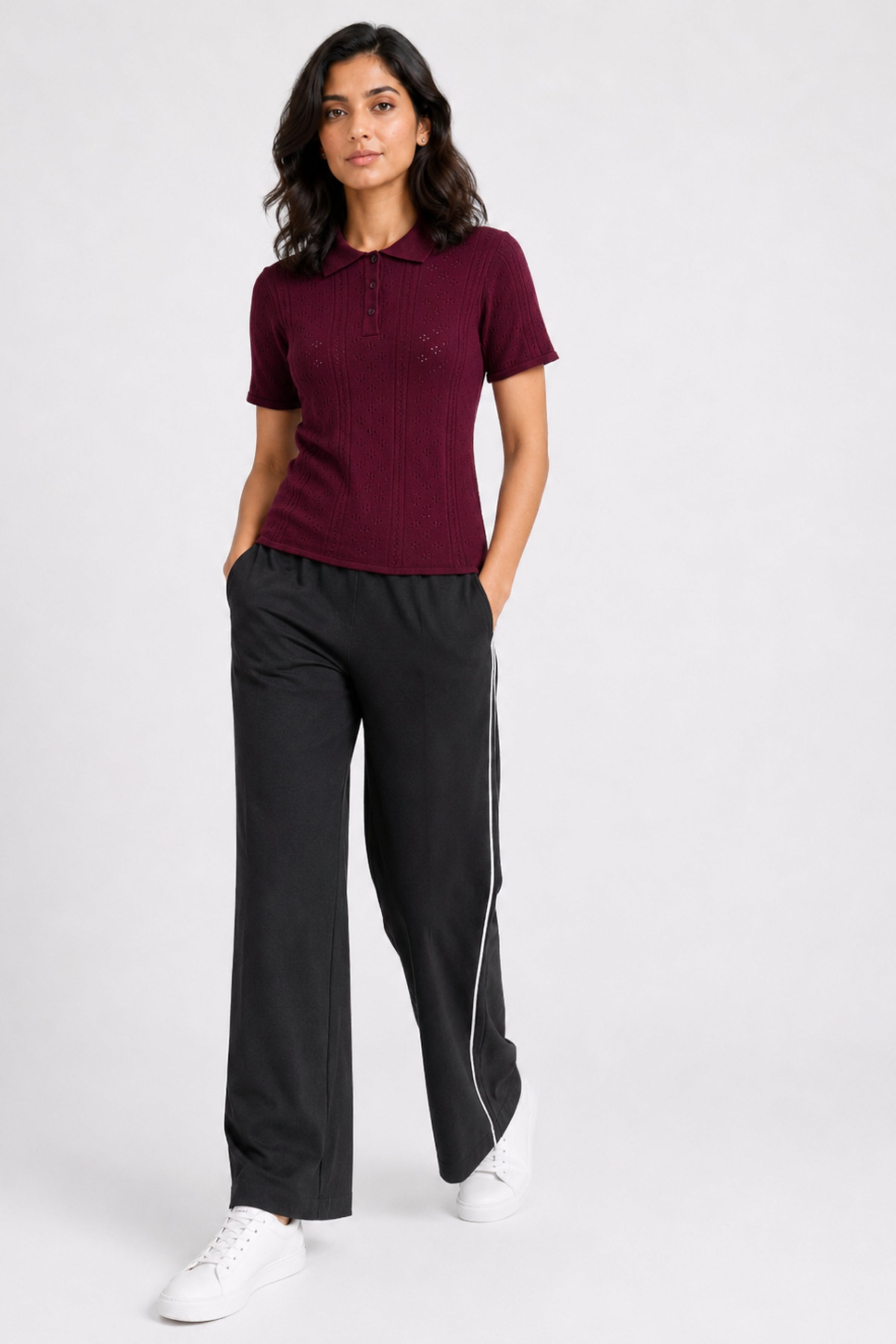 MODANO Women's Short Sleeve Polo Tees - Wine
