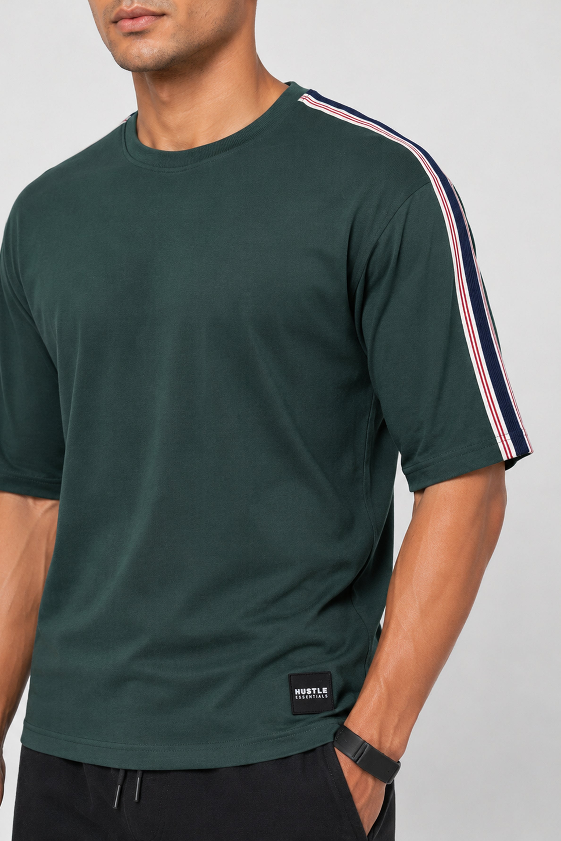 HUSTLE Men's Relax Fit T-Shirt - Dark Green