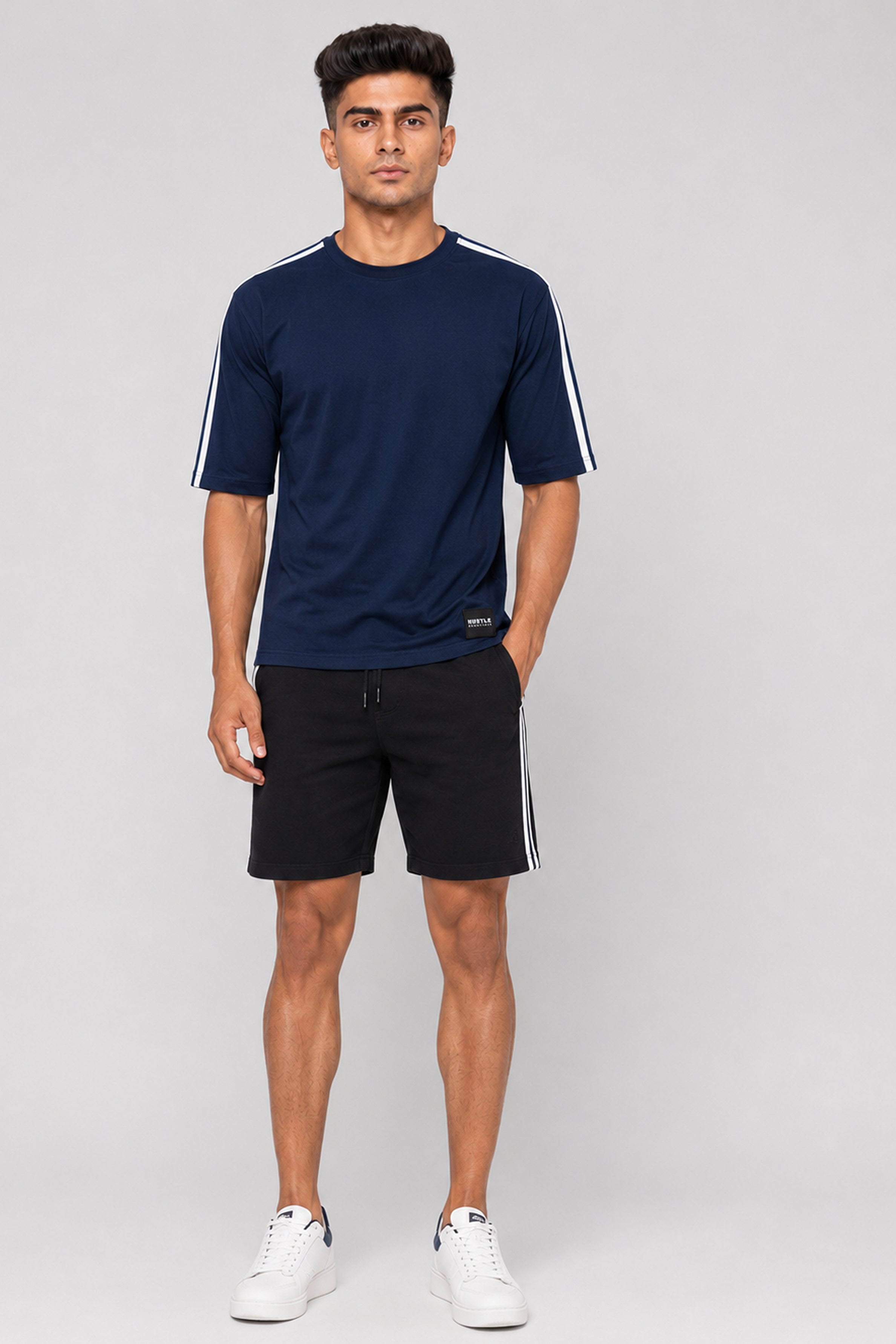 HUSTLE Men's Relax Fit T-Shirt - Navy