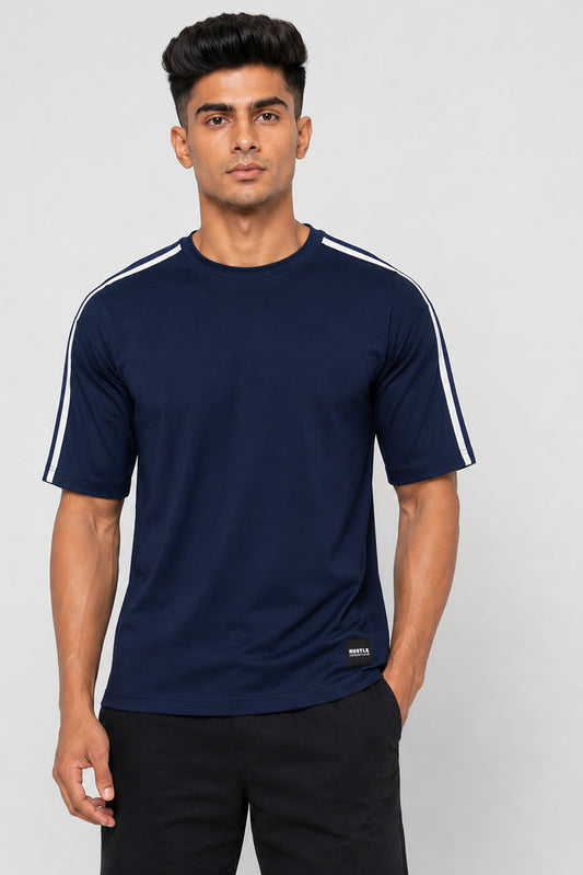 HUSTLE Men's Navy Relax-Fit T-Shirt
