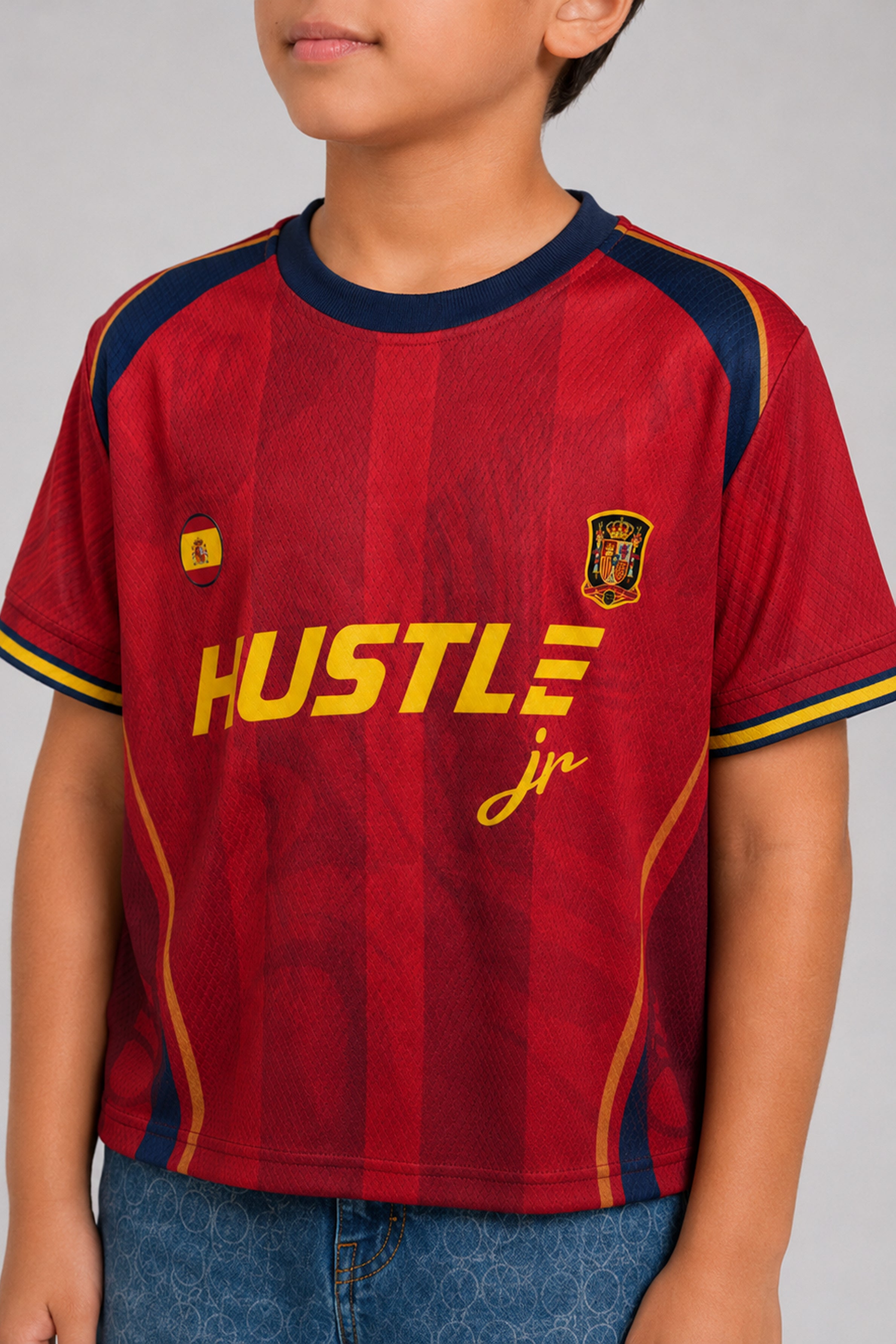 HUSTLE JUNIOR Sports Crew Neck Tees - Maroon