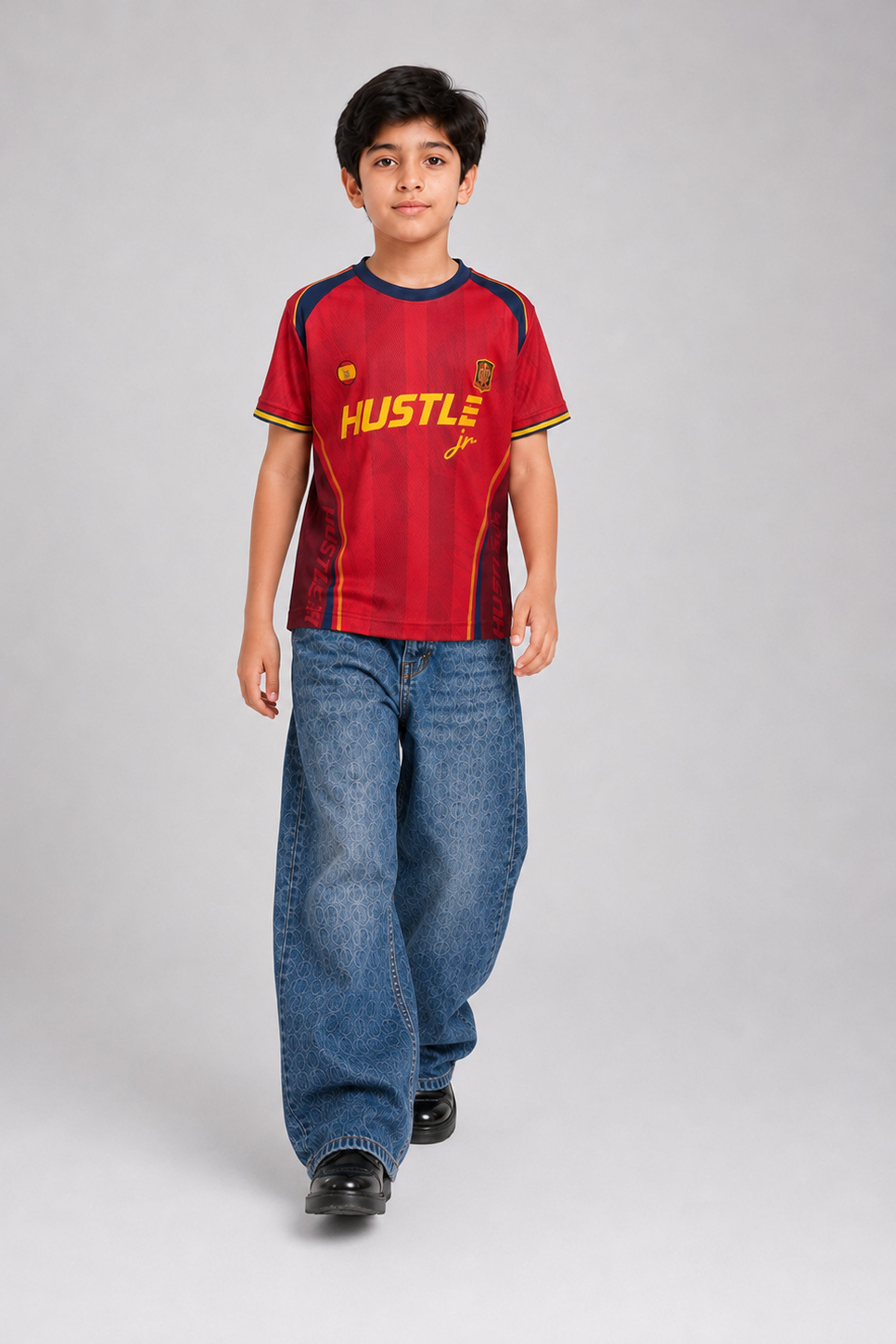 HUSTLE JUNIOR Sports Crew Neck Tees - Maroon