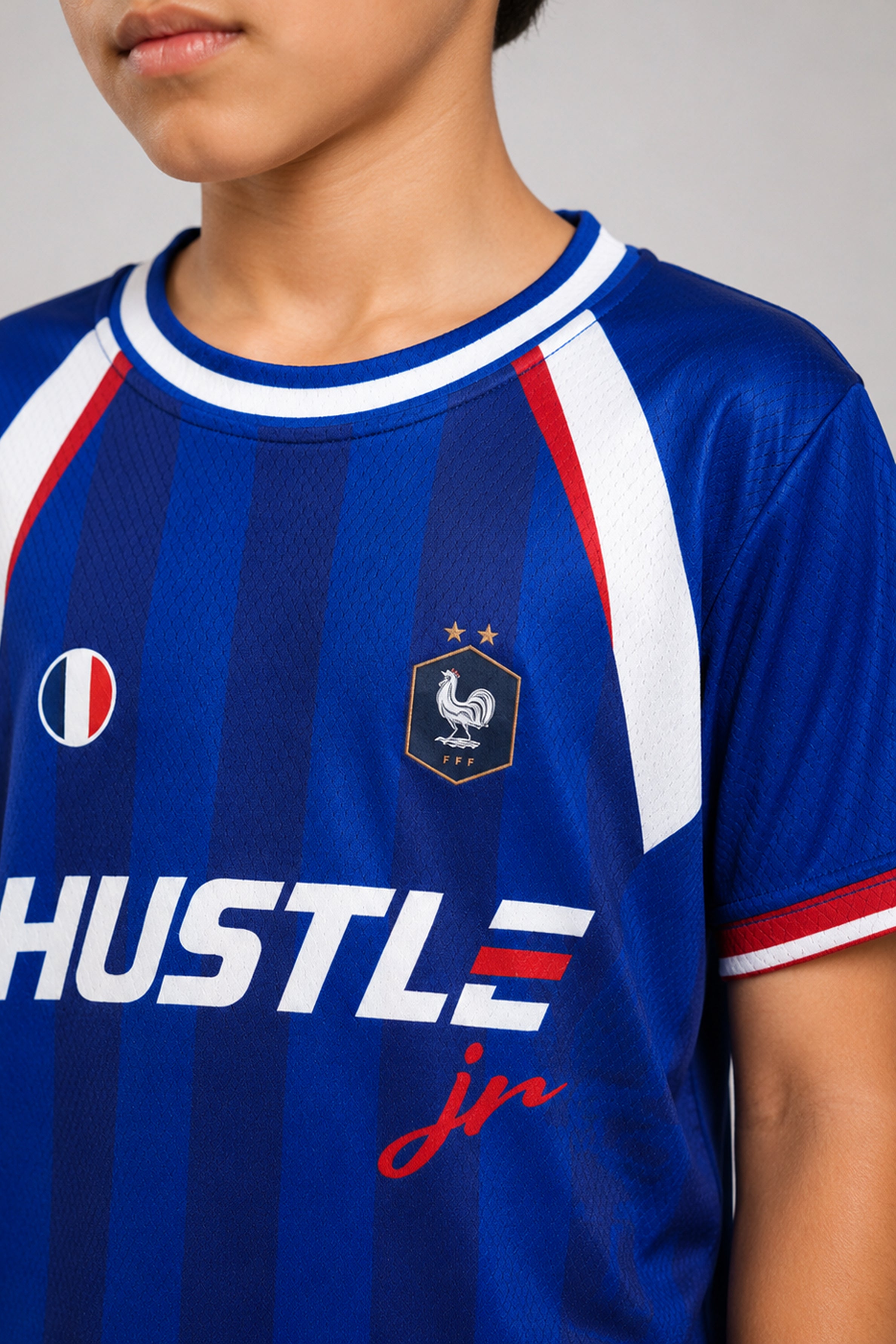 HUSTLE JUNIOR Sports Crew Neck Tees - Blue