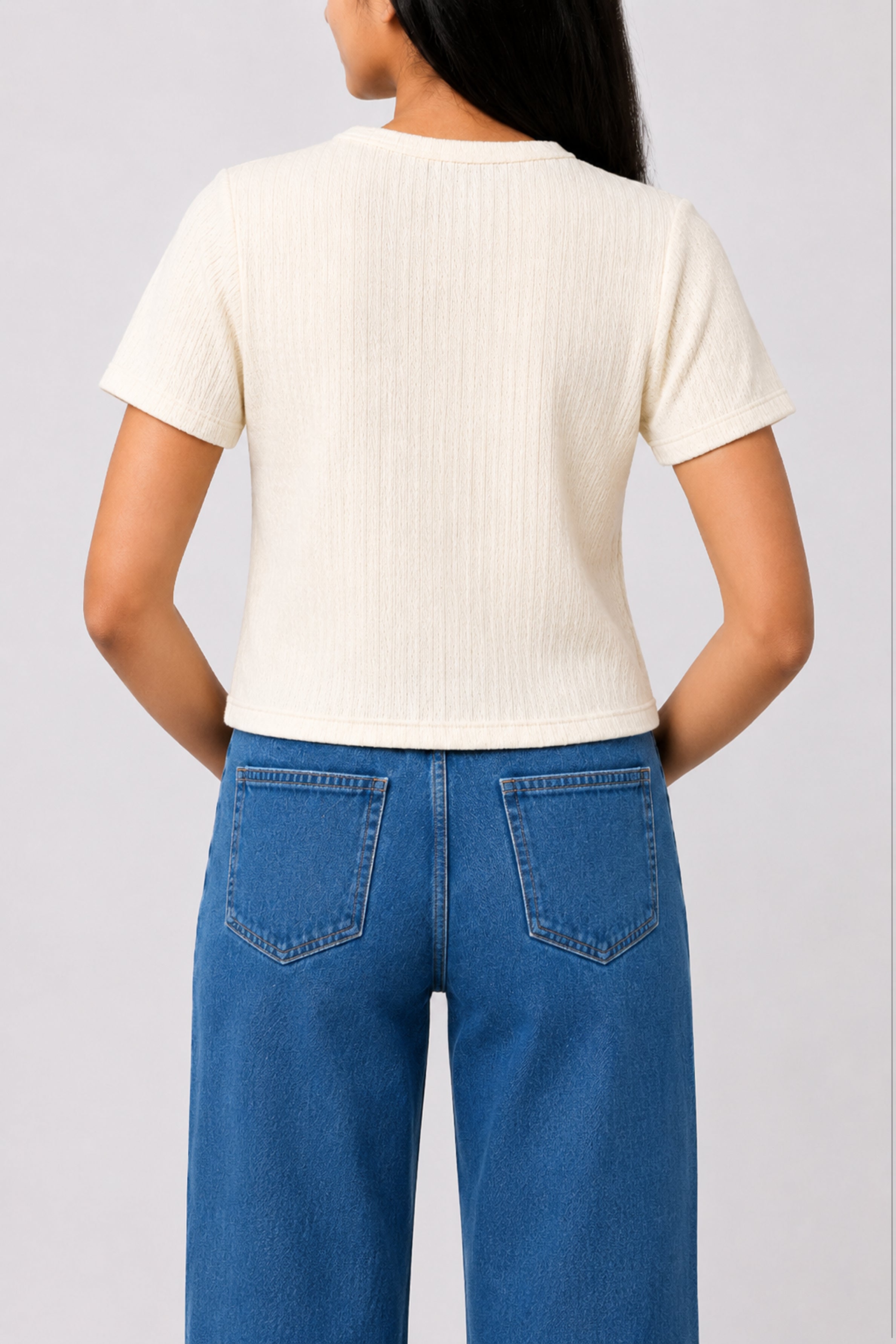 MISS MODANO Kids' Off White Crew Neck T-Shirt