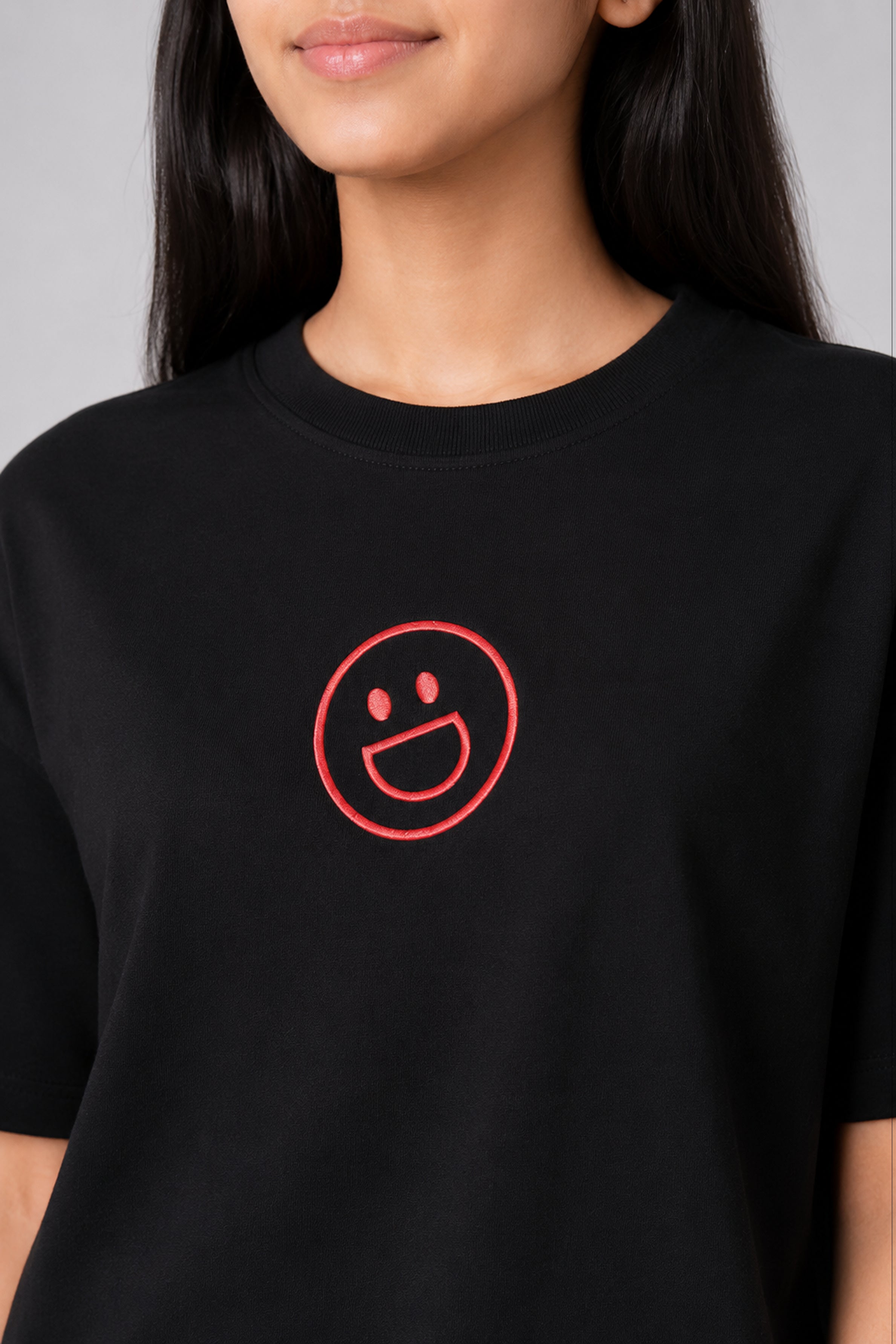 MISS MODANO Kid's Crew Neck Oversized Tees - Black