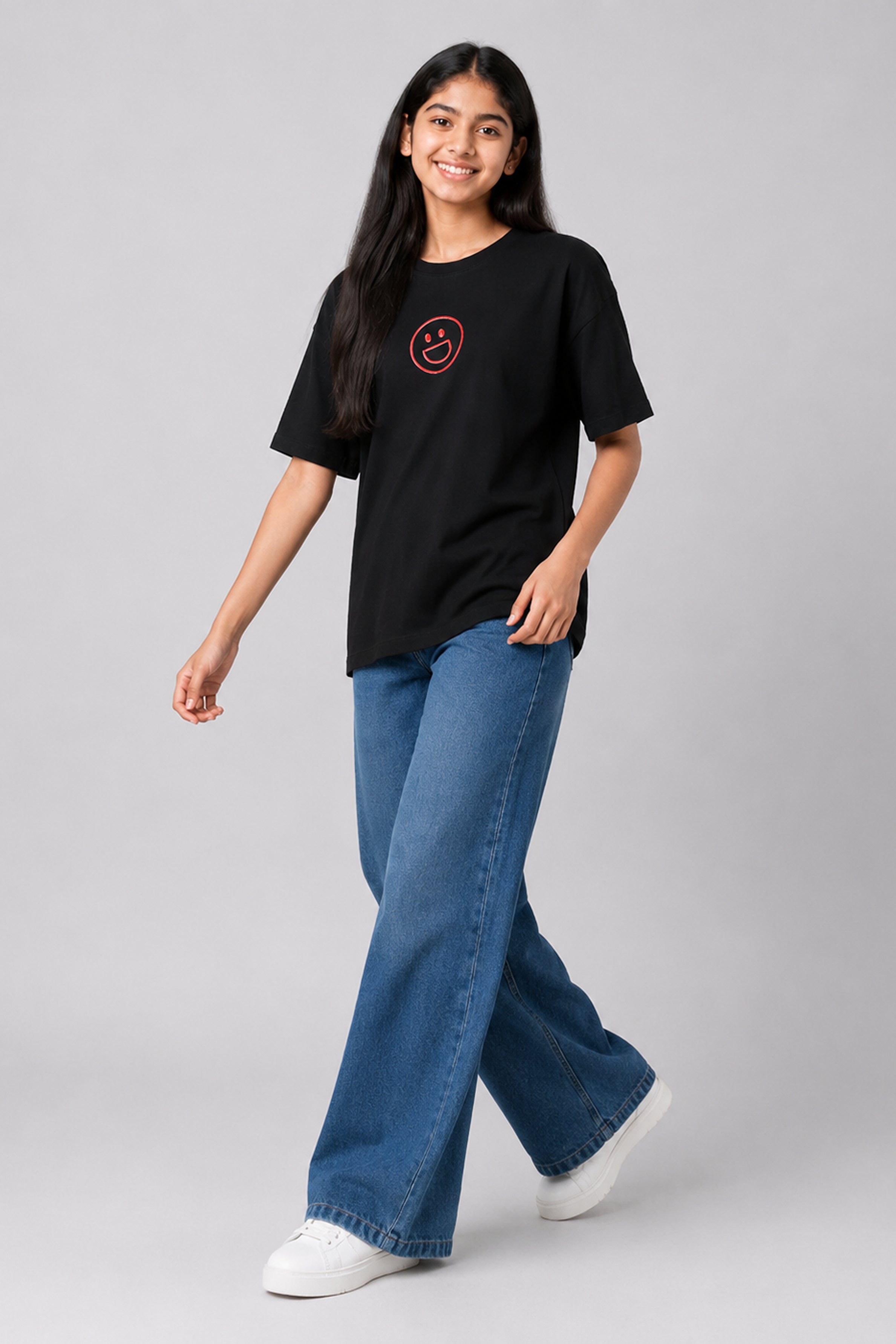 MISS MODANO Kids' Black Oversized Tee