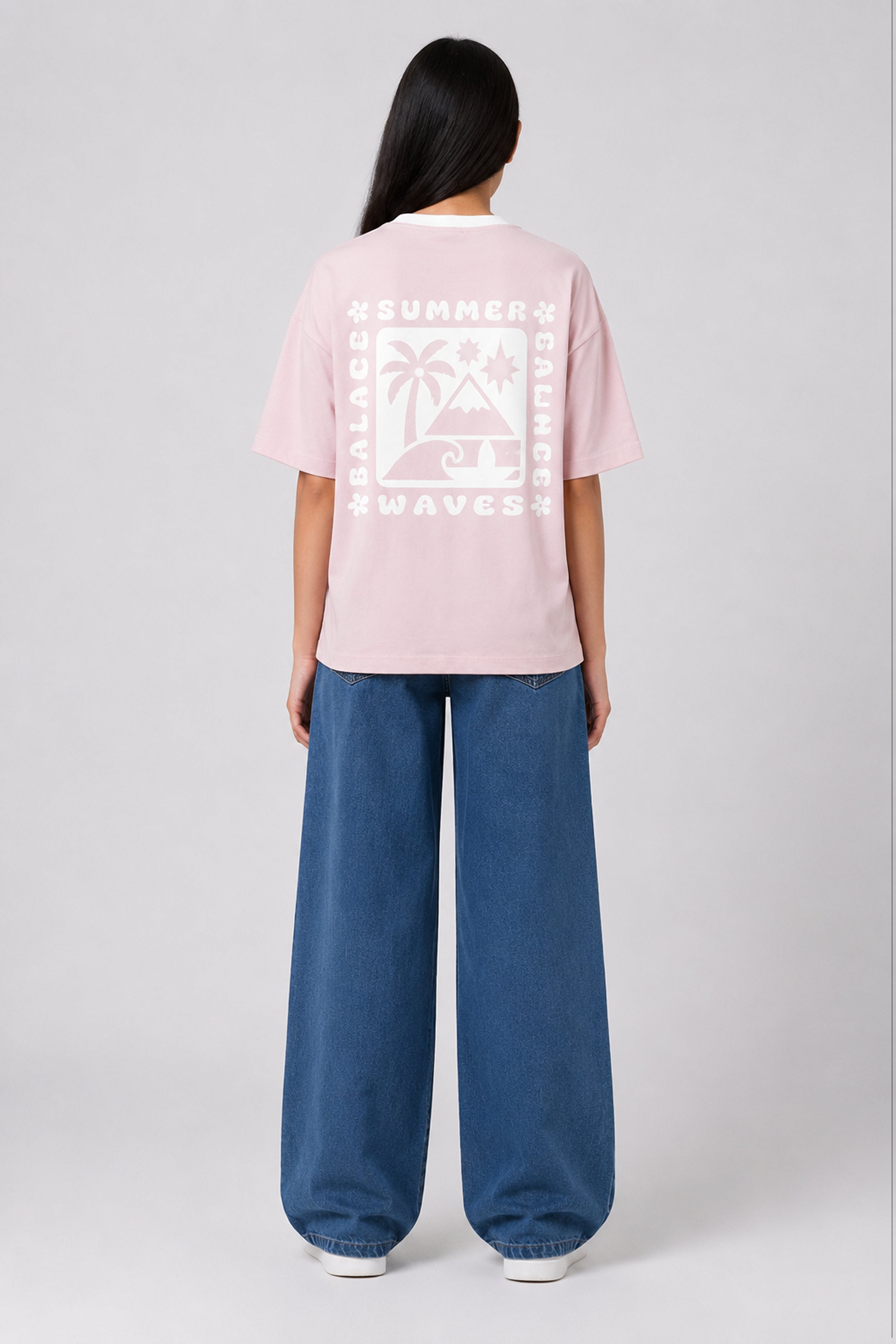 MISS MODANO Kid's Crew Neck Oversized Tees - Rose