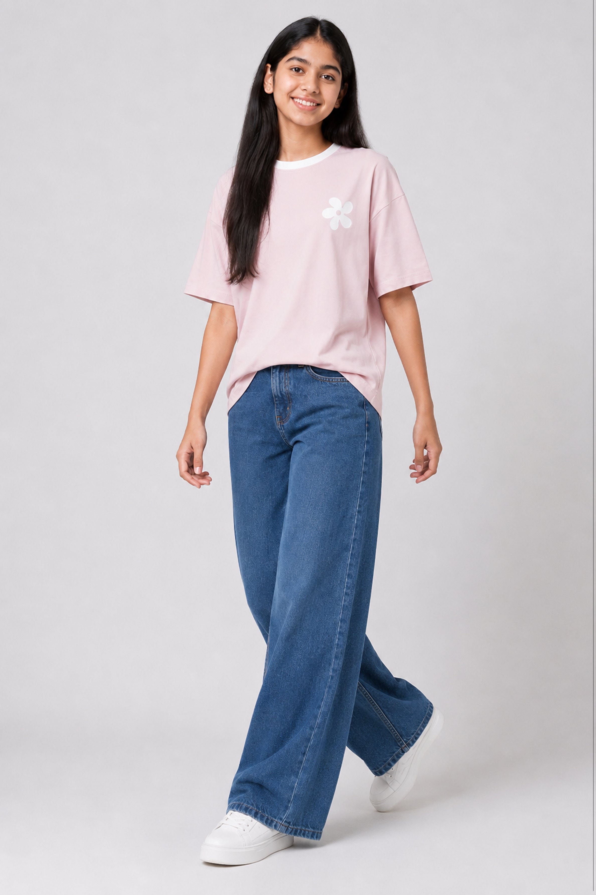 MISS MODANO Kid's Crew Neck Oversized Tees - Rose