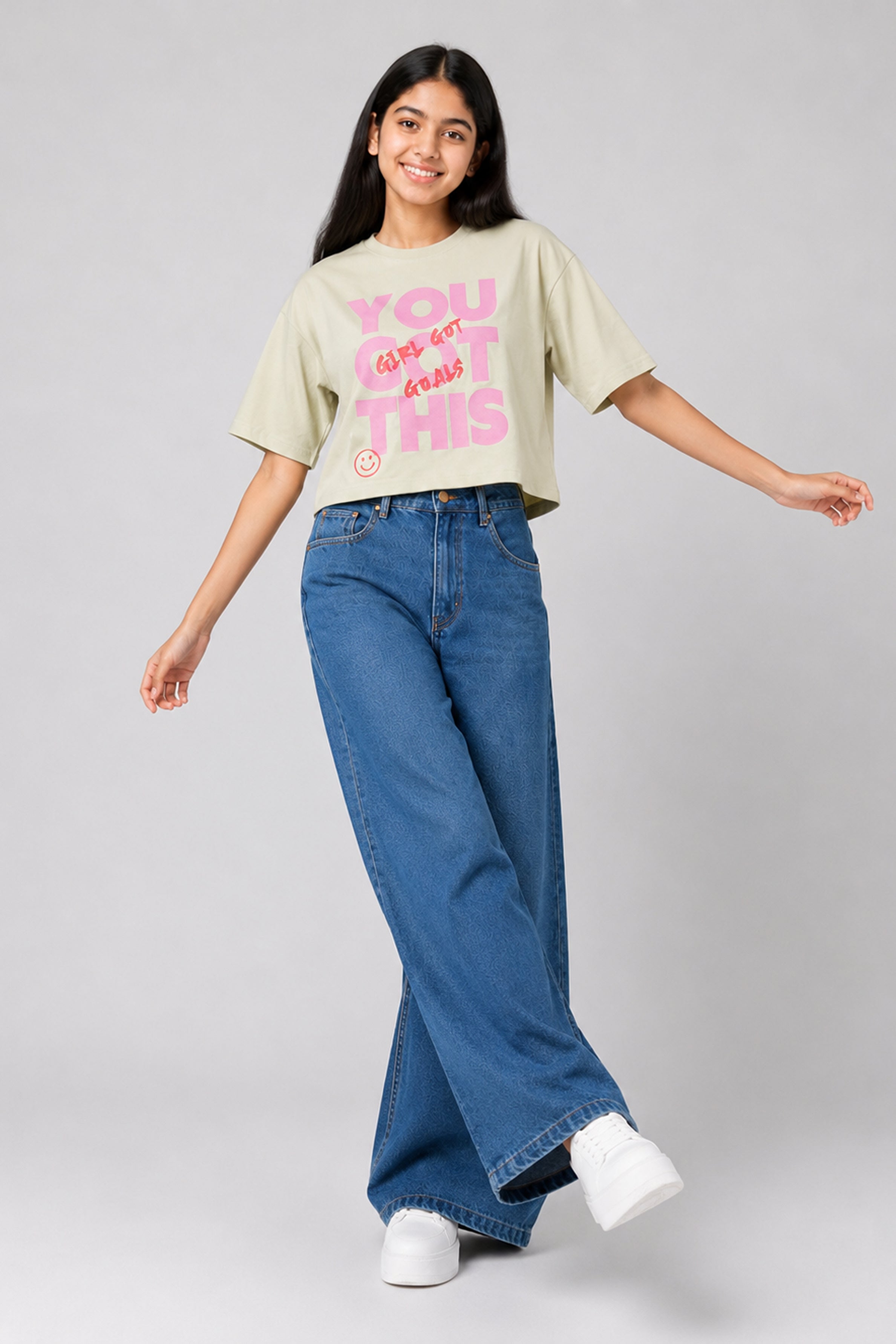 MISS MODANO Kids' Green Oversized Tee