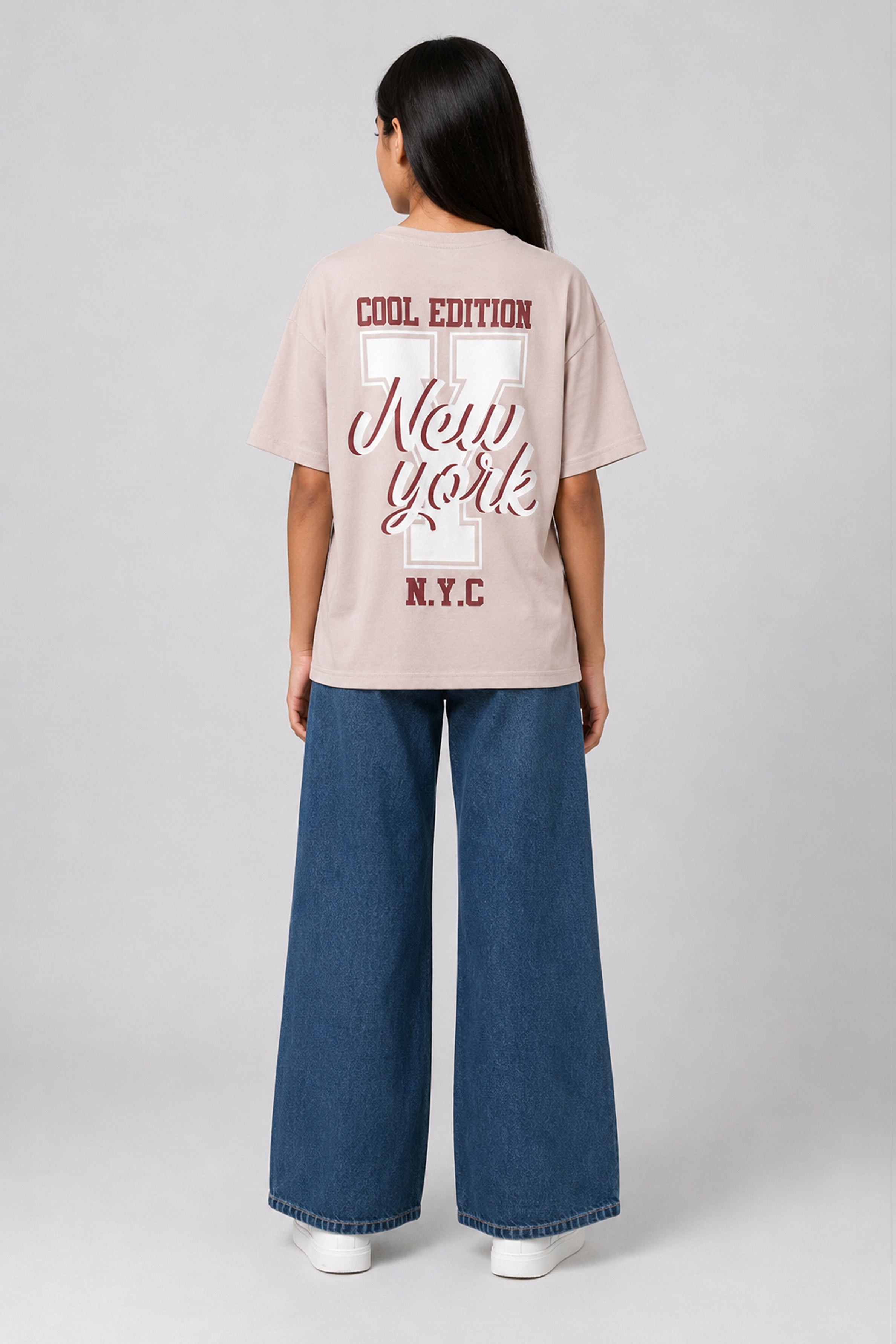 MISS MODANO Kids' Beige Oversized Tee