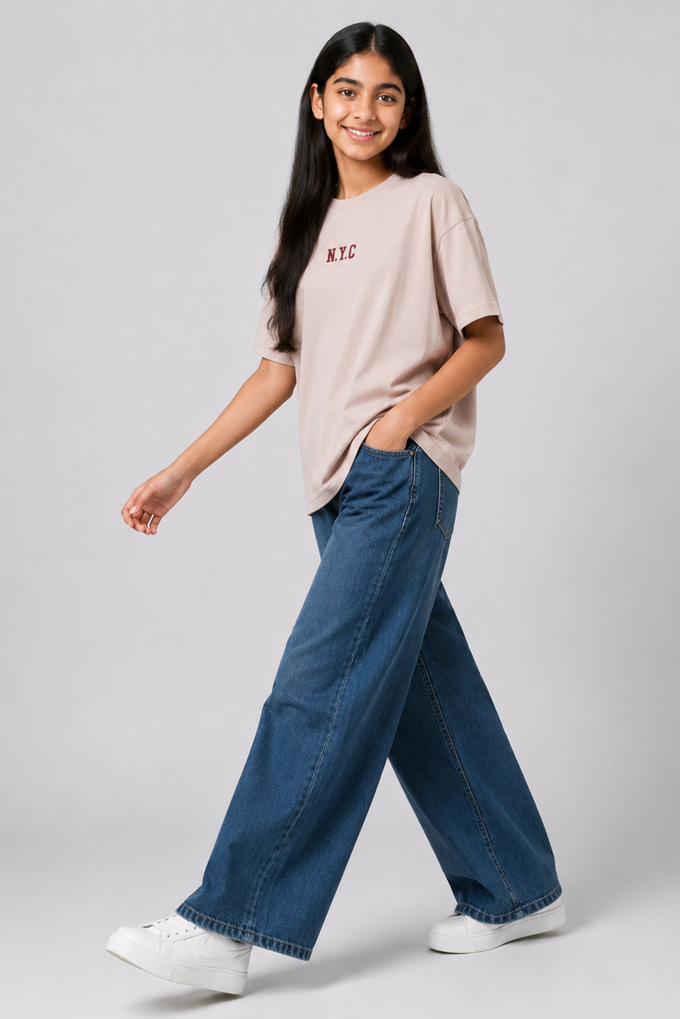 MISS MODANO Kids' Beige Oversized Tee