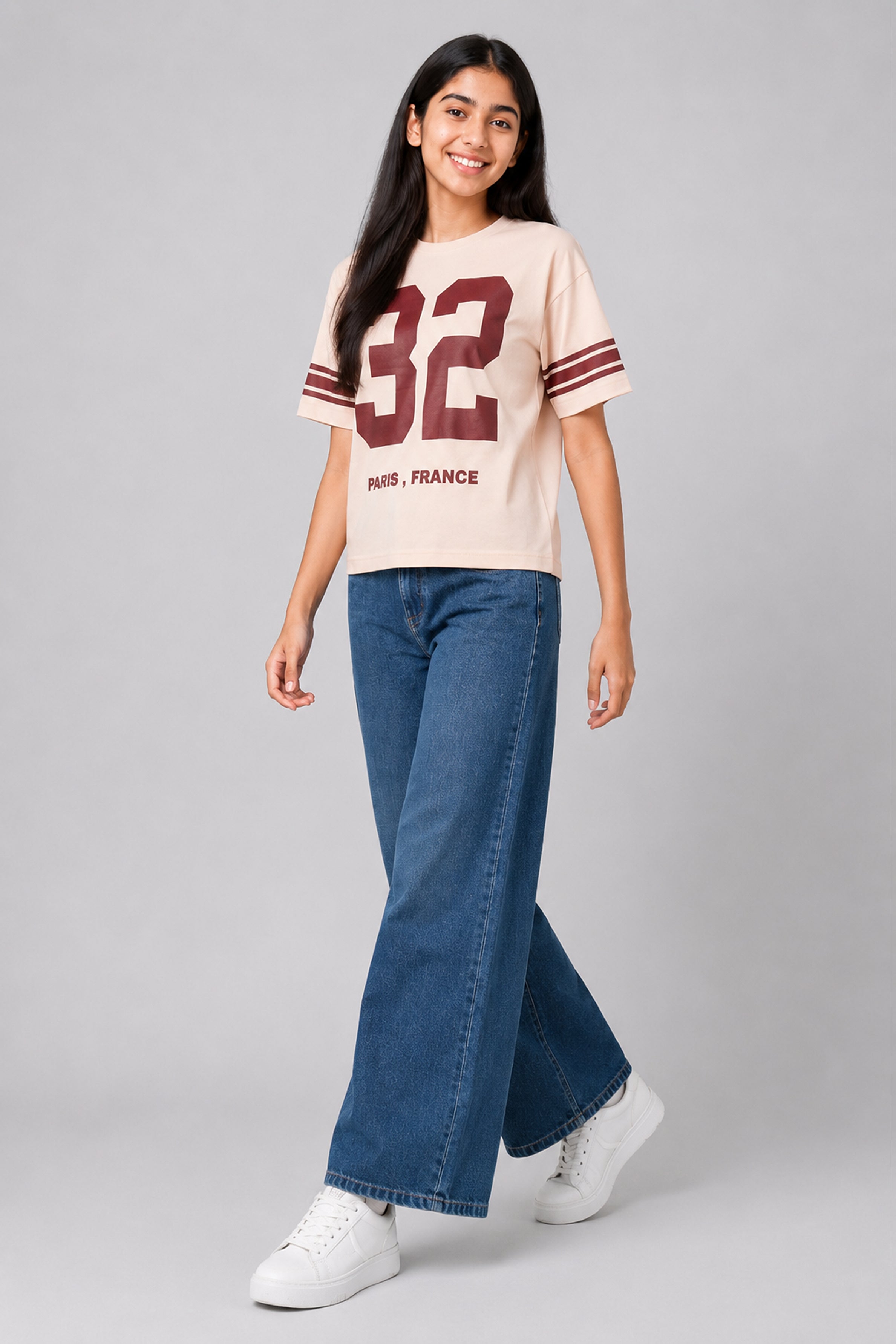 MISS MODANO Kids' Beige Oversized Tee