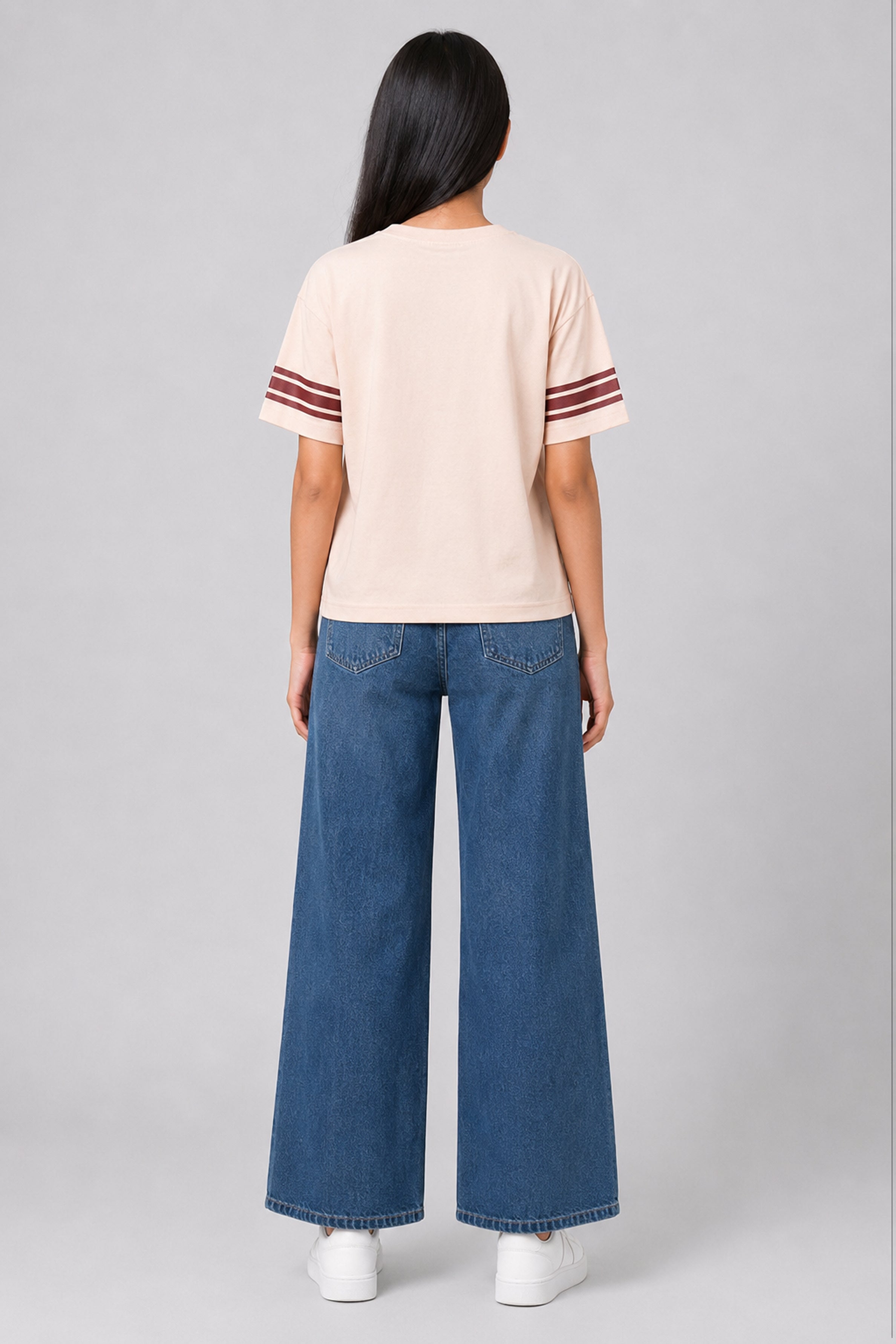 MISS MODANO Kid's Crew Neck Oversized Tees - Beige