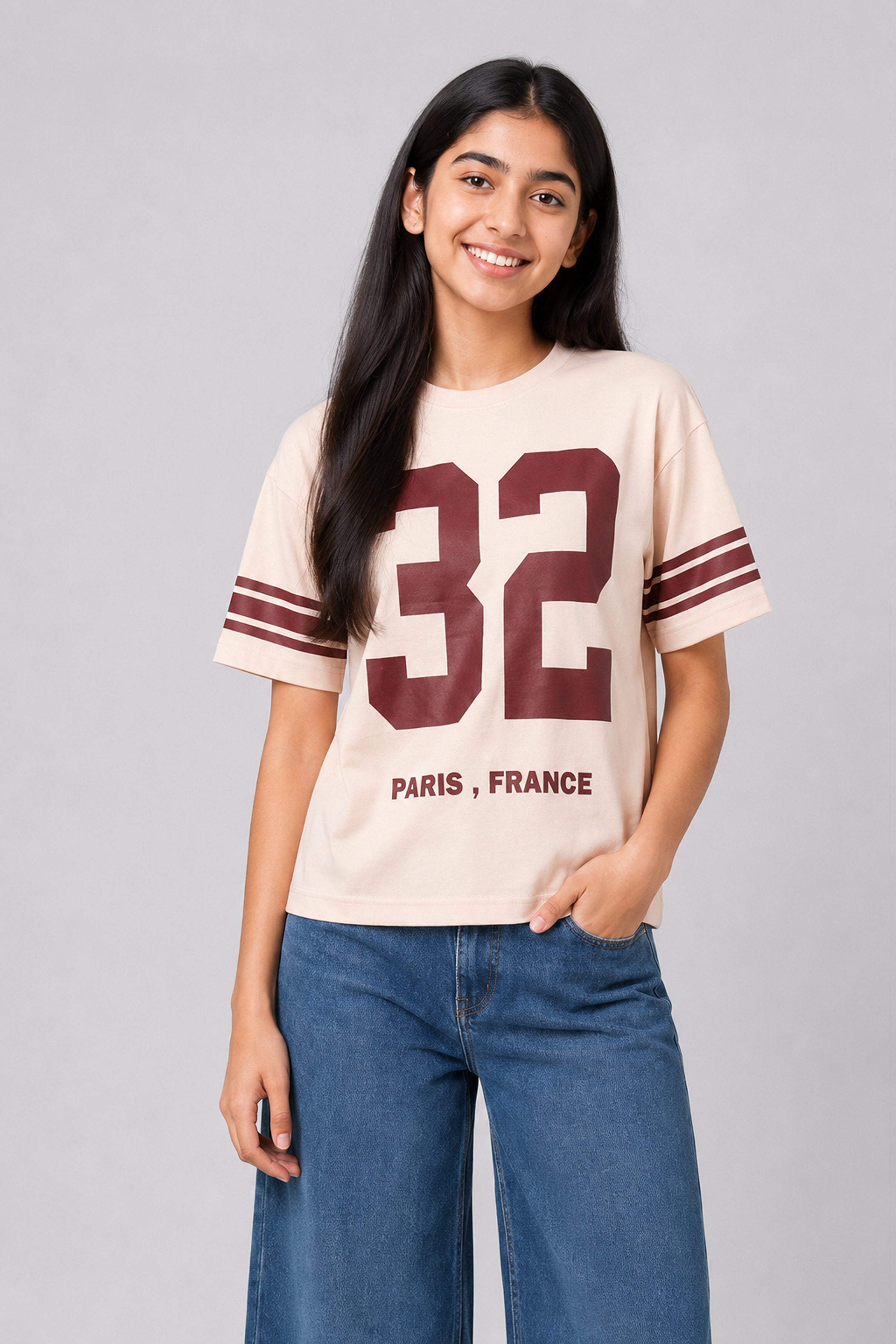 MISS MODANO Kids' Beige Oversized Tee