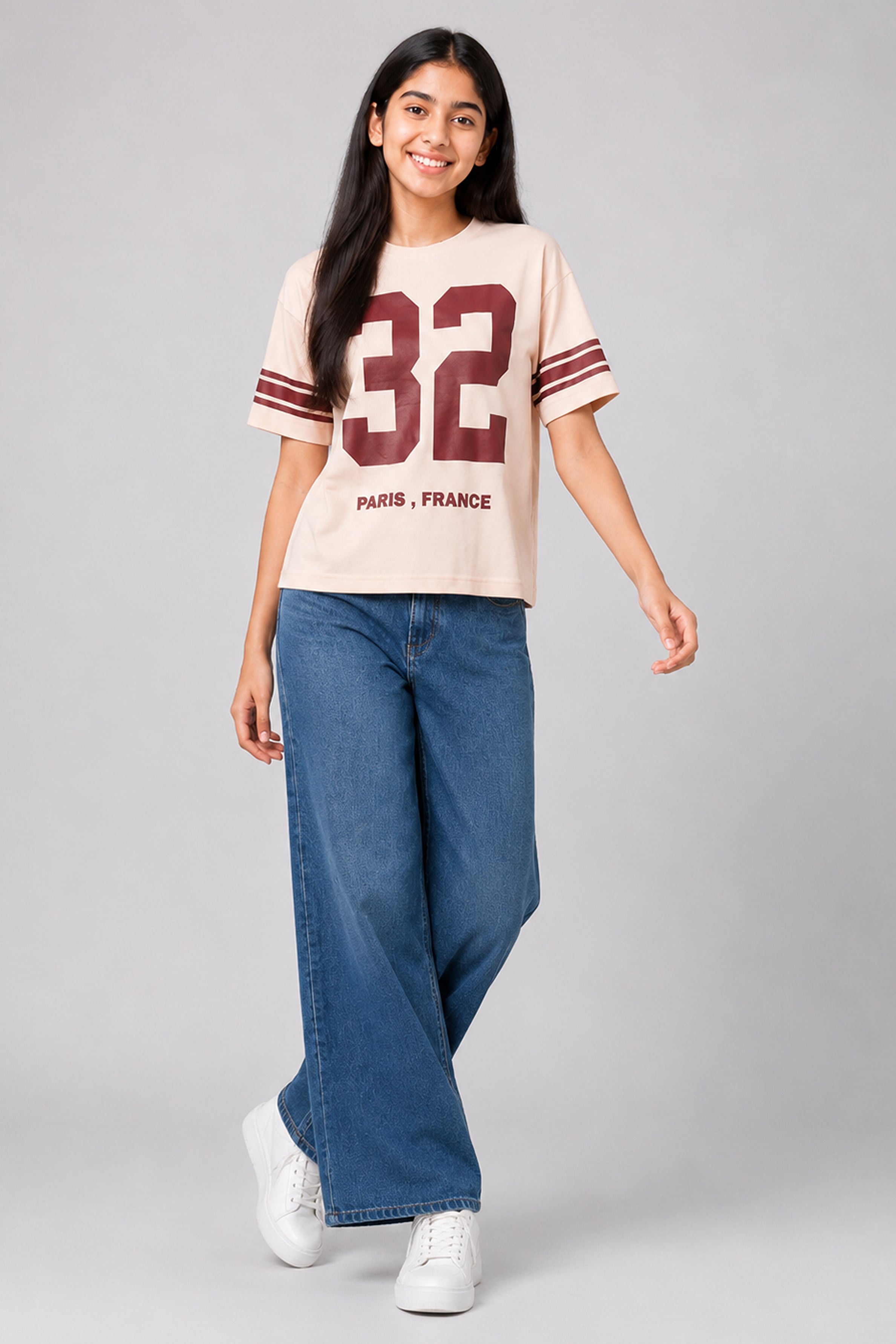 MISS MODANO Kids' Beige Oversized Tee