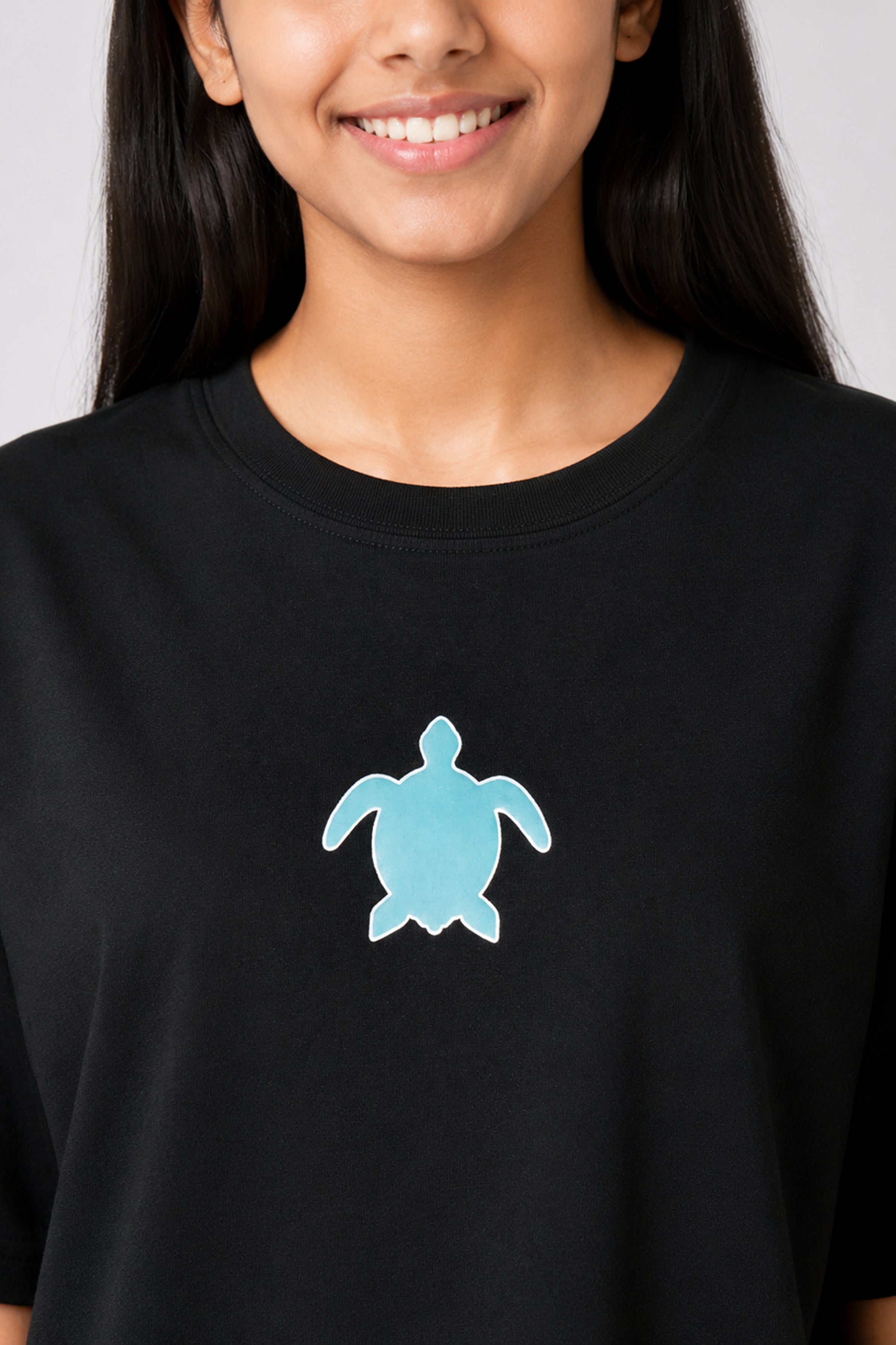 MISS MODANO Kid's Crew Neck Oversized Tees - Black
