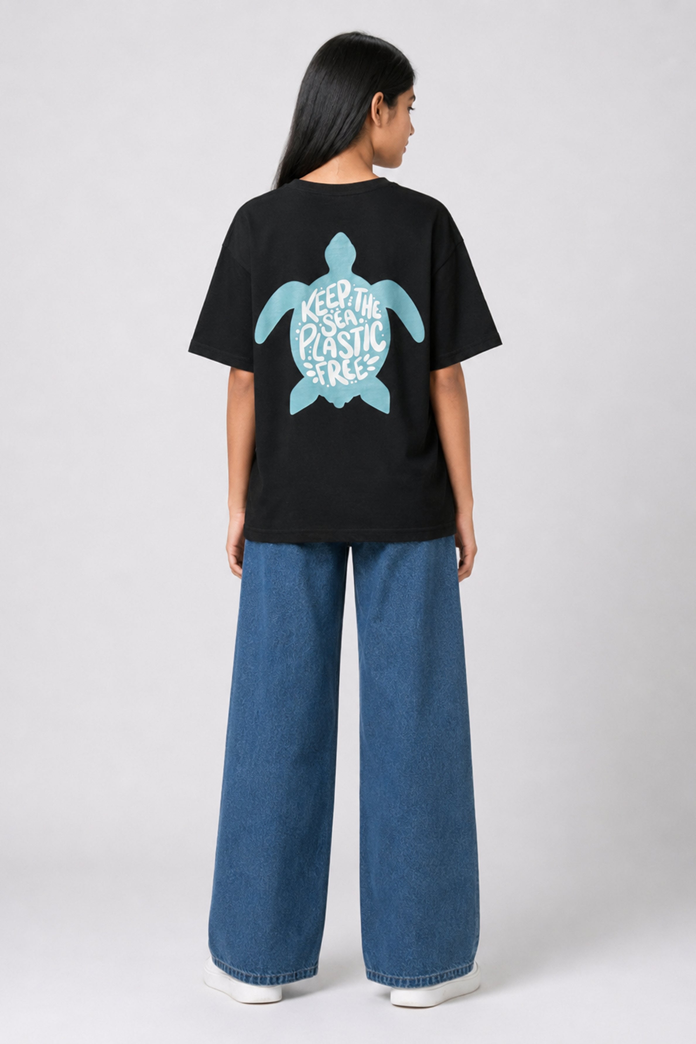 MISS MODANO Kid's Crew Neck Oversized Tees - Black