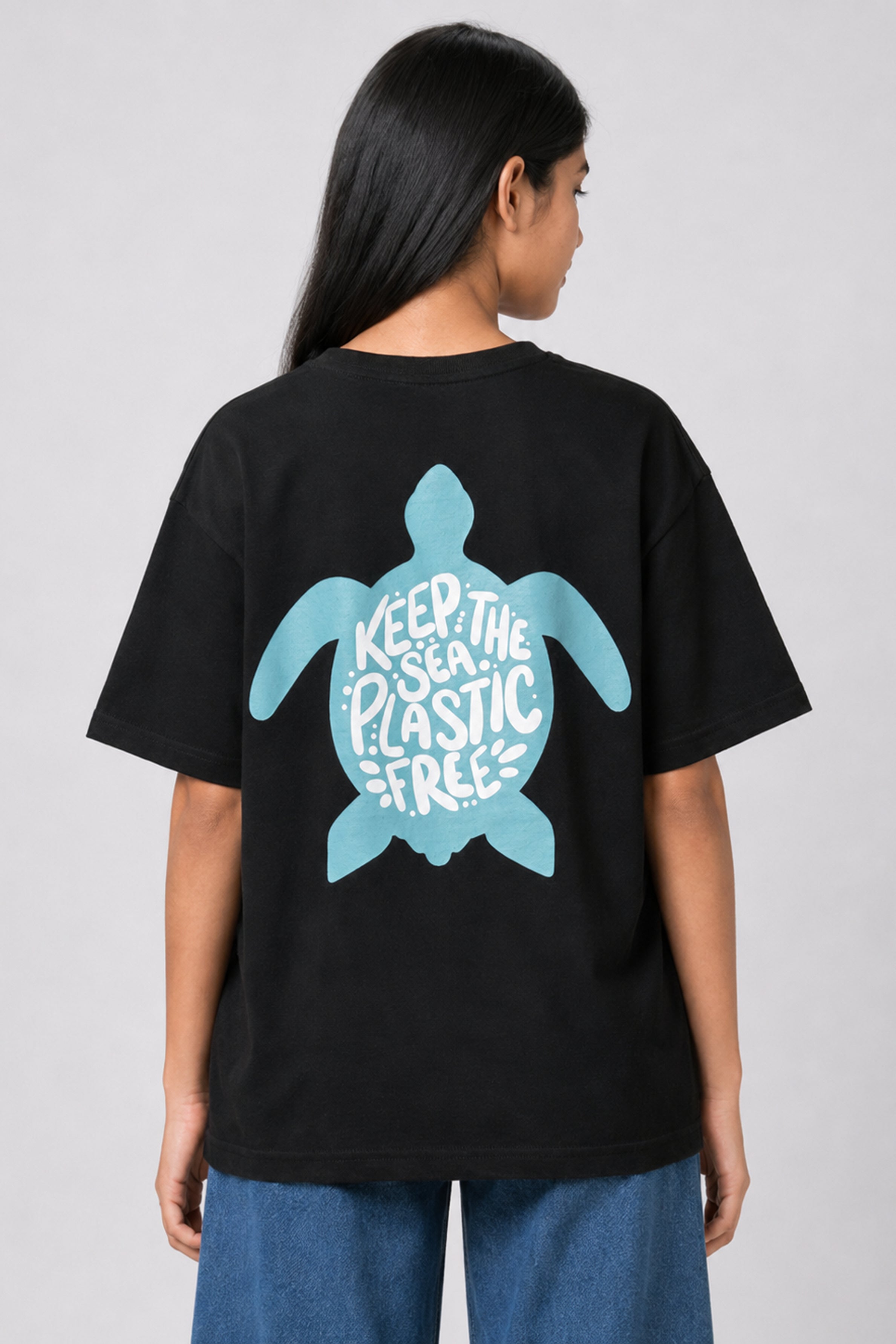 MISS MODANO Kid's Crew Neck Oversized Tees - Black