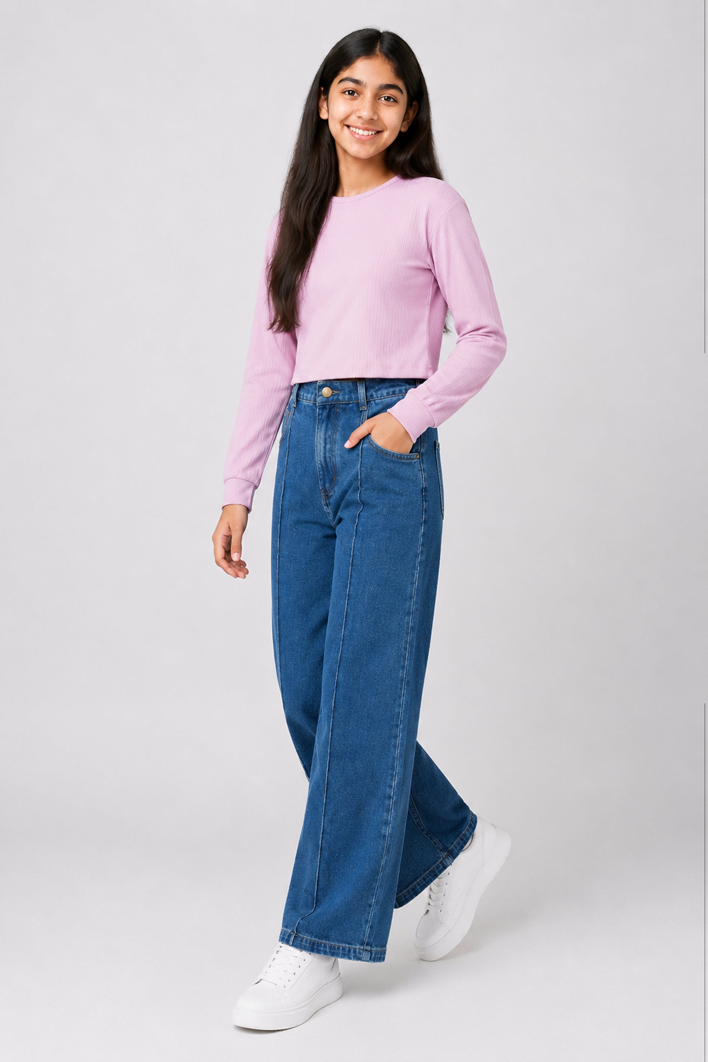 MISS MODANO Kid's Crew Neck Tees - Pink