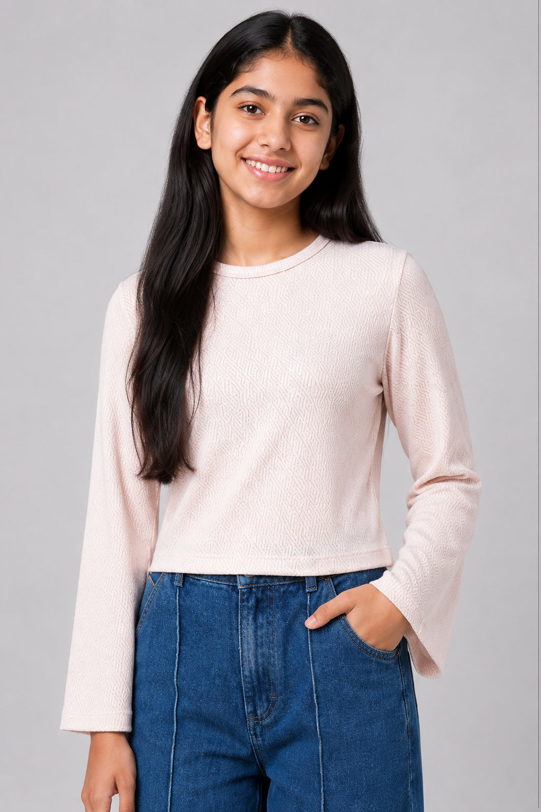 MISS MODANO Kids' Cream Crew Neck T-Shirt