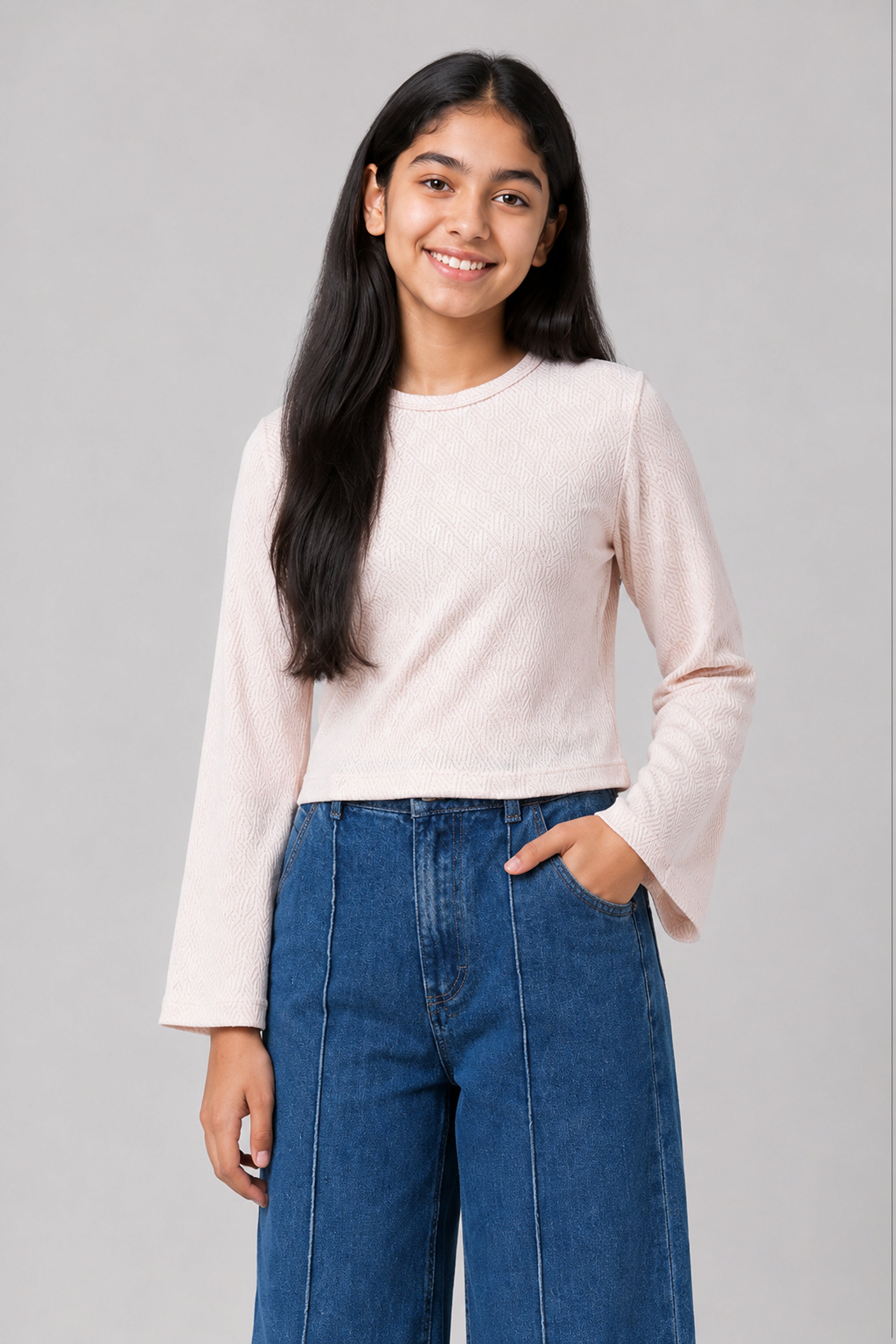 MISS MODANO Kids' Cream Crew Neck T-Shirt