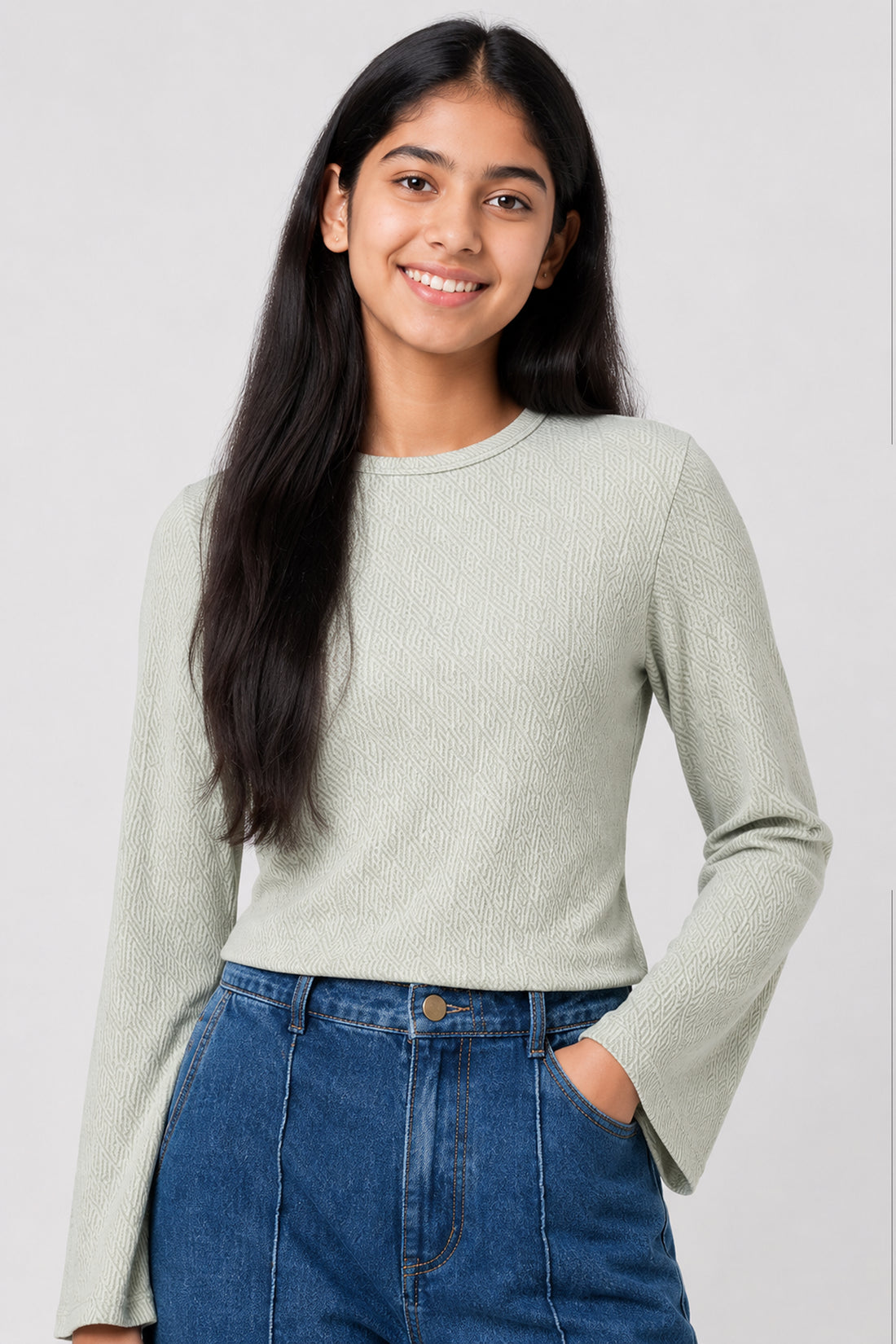 MISS MODANO Kids' Green Crew Neck T-Shirt