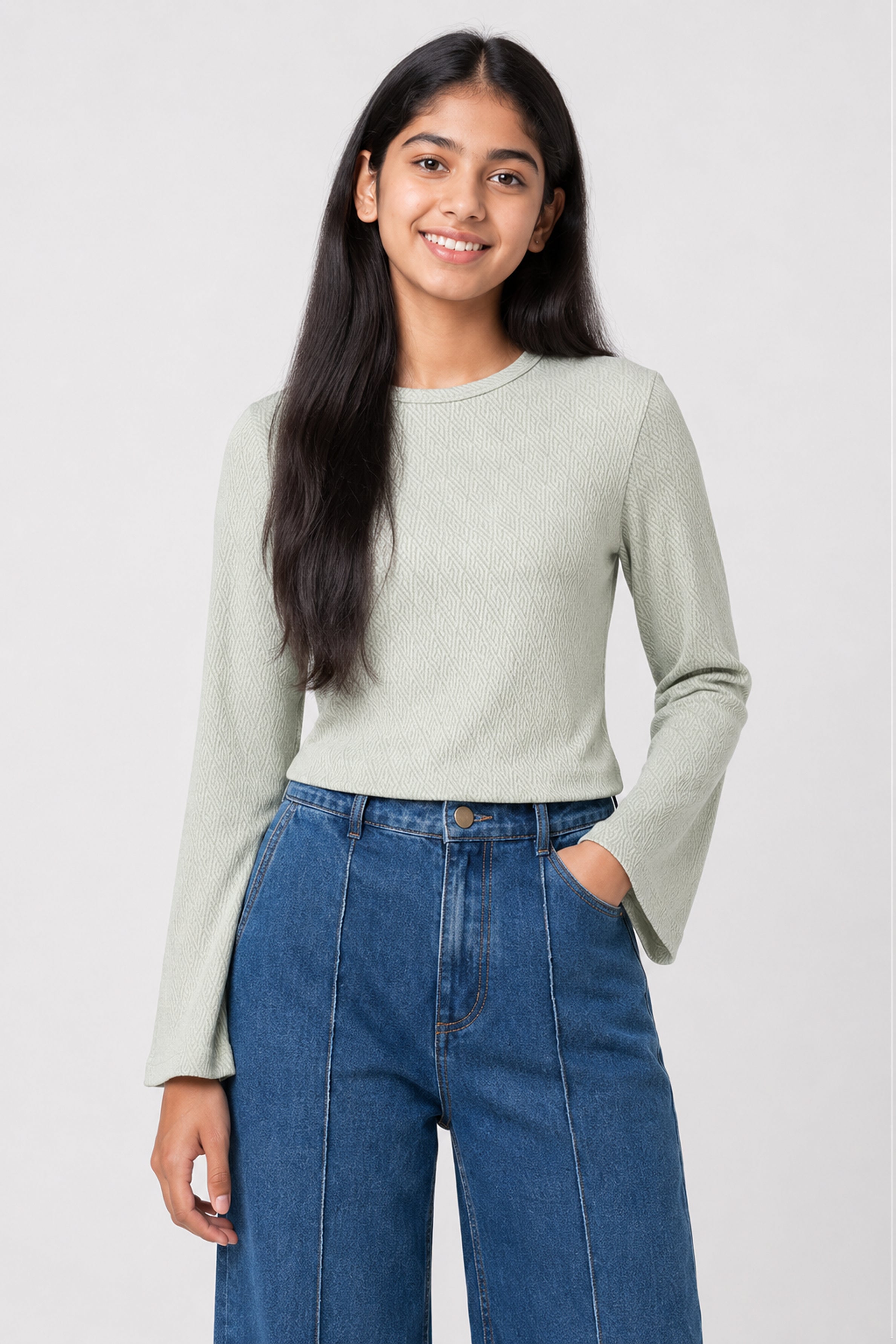 MISS MODANO Kids' Green Crew Neck T-Shirt