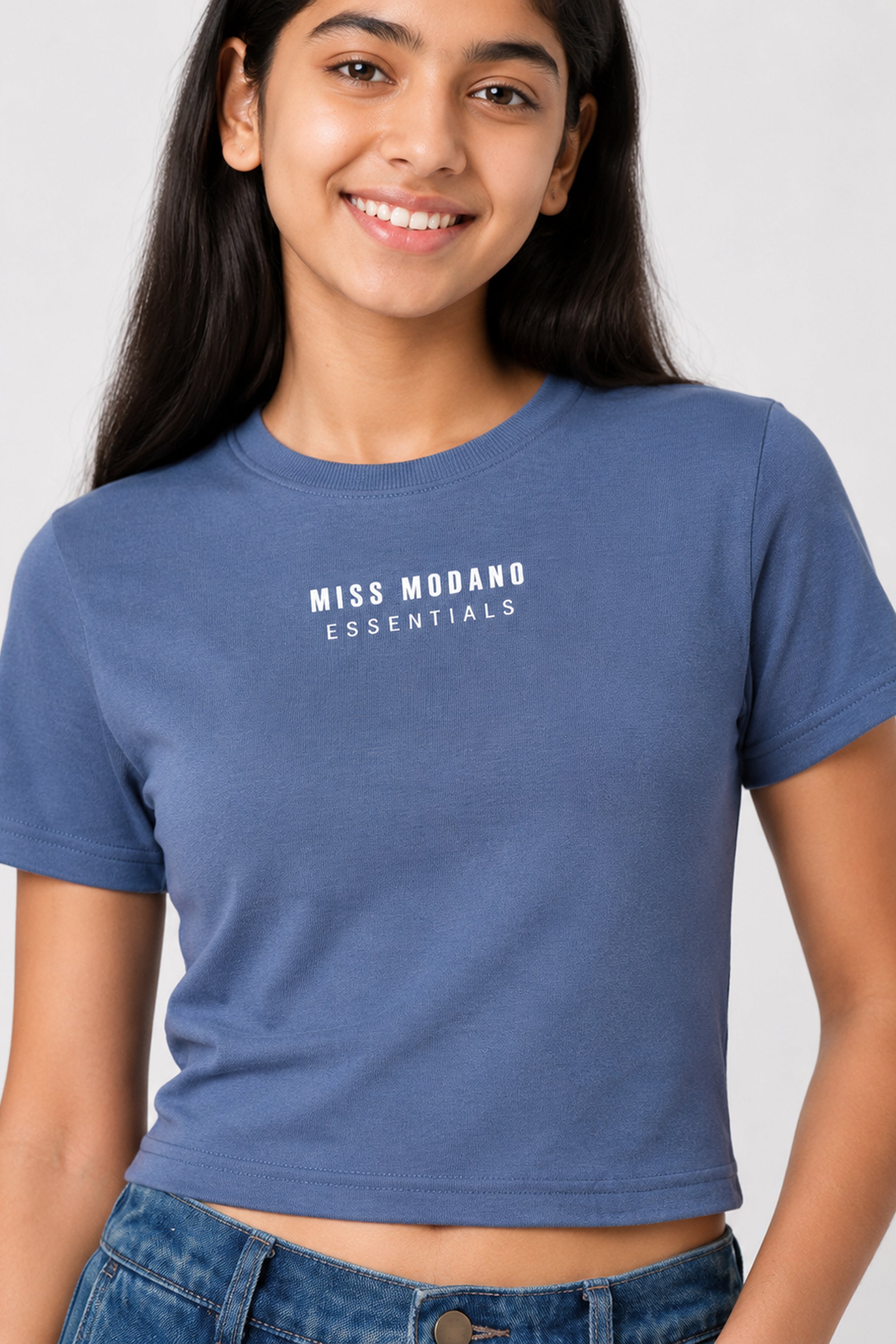 MISS MODANO Kid's Crew Neck Tees - Blue