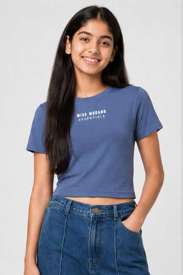 MISS MODANO Kid's Crew Neck Tees - Blue
