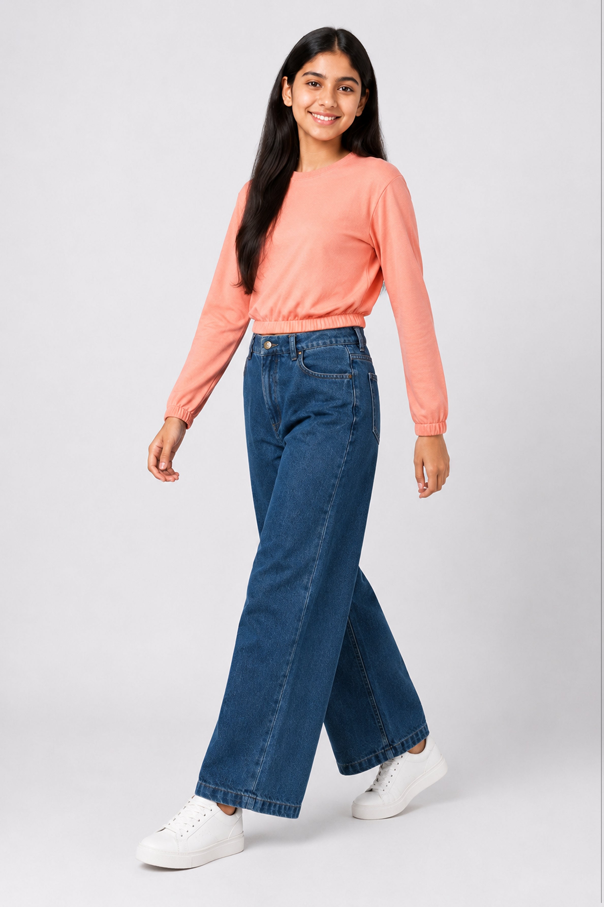 MISS MODANO Kid's Crew Neck Oversized Tees - Peach