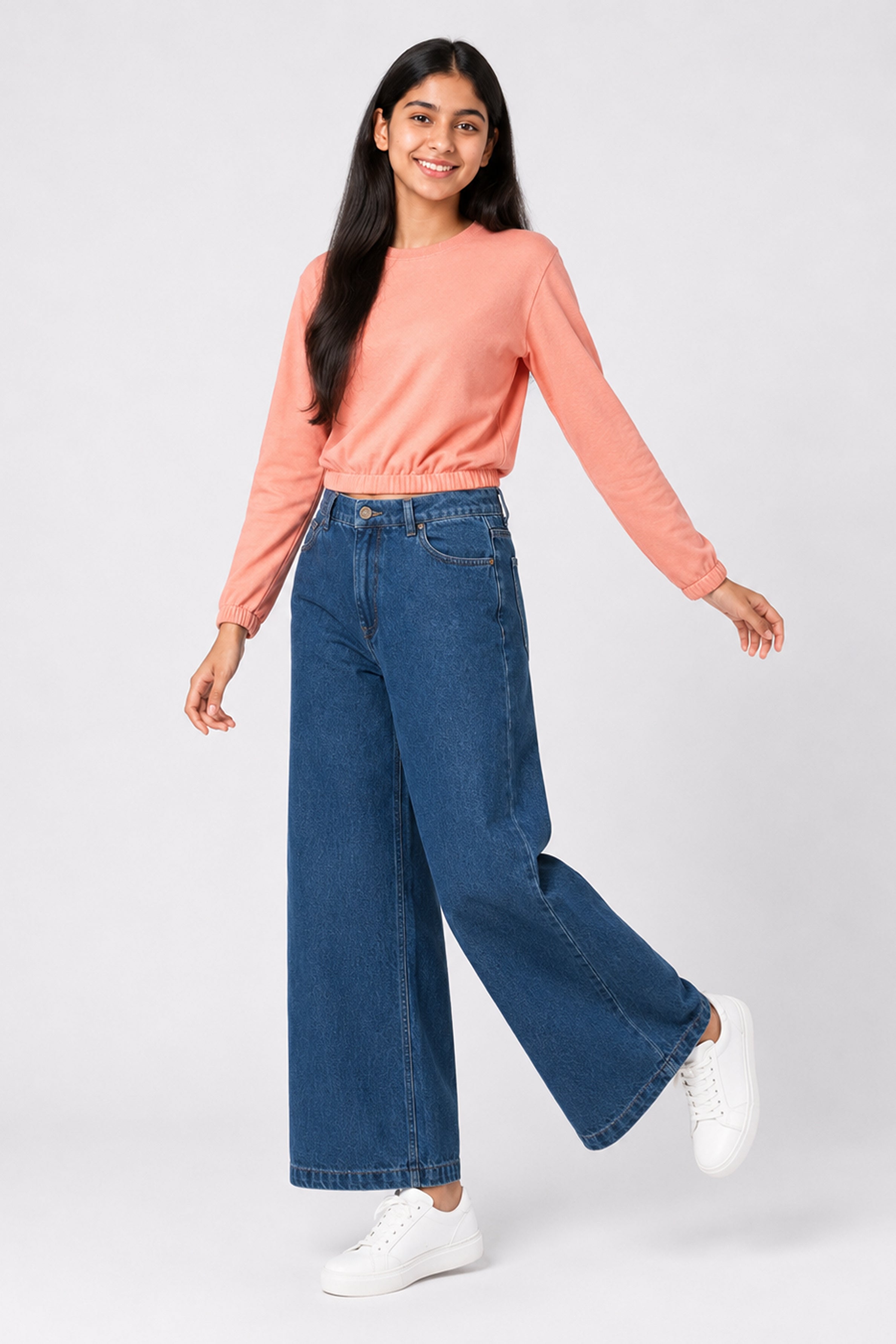 MISS MODANO Kid's Crew Neck Oversized Tees - Peach